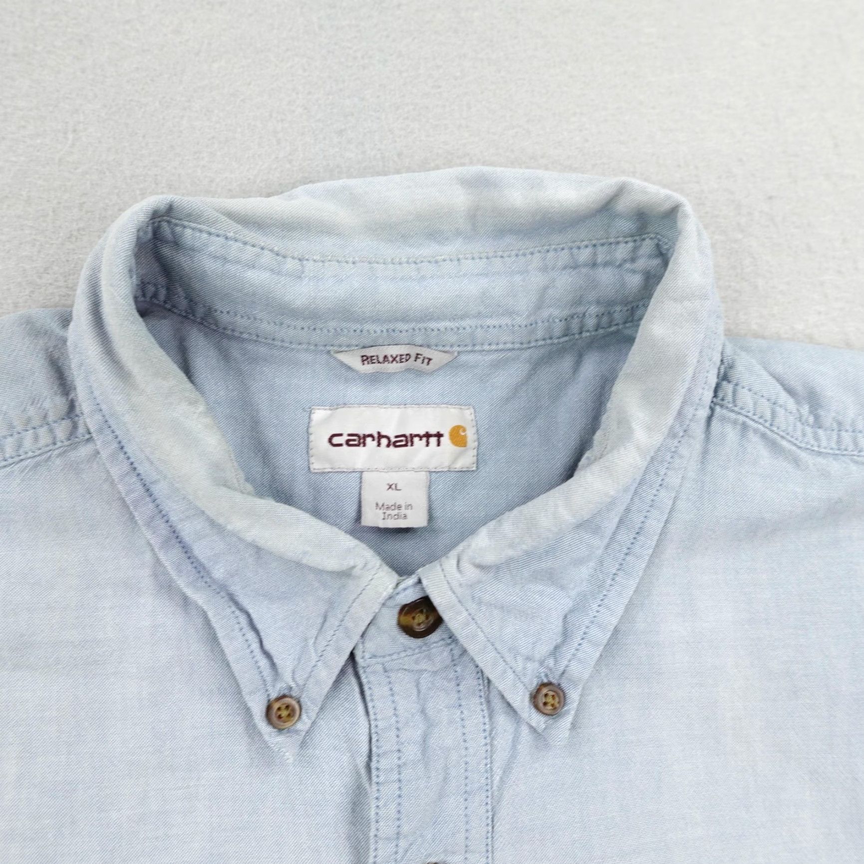 Carhartt Carhartt Shirt Mens XL Blue Chambray Button-Up Short Sleeve Relaxed Fit Workwear Size US XL / EU 56 / 4 - 2 Thumbnail