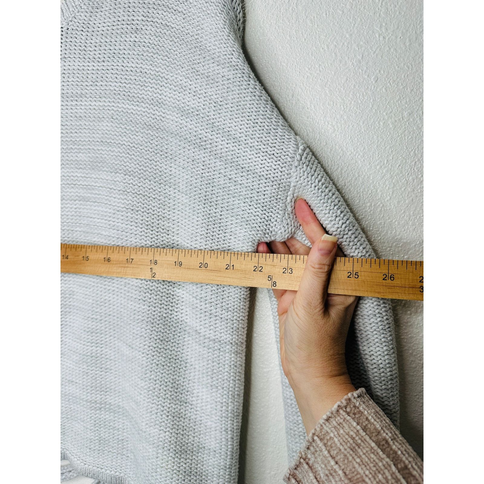 Other Stitches & Stripes Light Gray Crew Distressed Back Sweater Size XL / US 12-14 / IT 48-50 - 12 Thumbnail