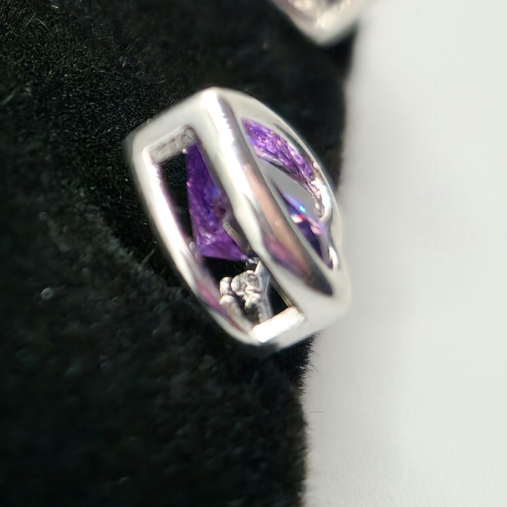 Designer Made with Swarovski Crystal Purple Heart Silver Plated Studs Size ONE SIZE - 7 Thumbnail