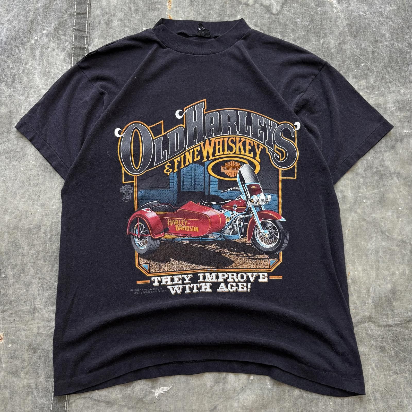 Harley Davidson Vintage 80s Old Harley Davidson & Fine Whiskey Biker Shirt Size US L / EU 52-54 / 3 - 1 Thumbnail
