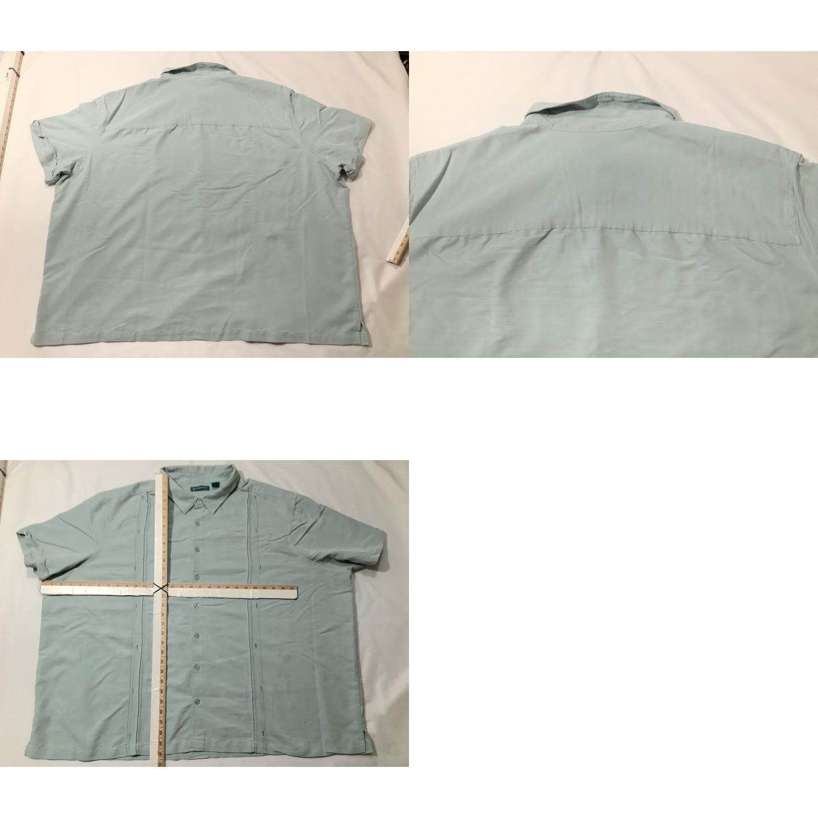 Cubavera Cubavera Shirt Mens 4XL Green Pleated Short Sleeve Button Front Rayon Casual Size US XXL / EU 58 / 5 - 8 Thumbnail