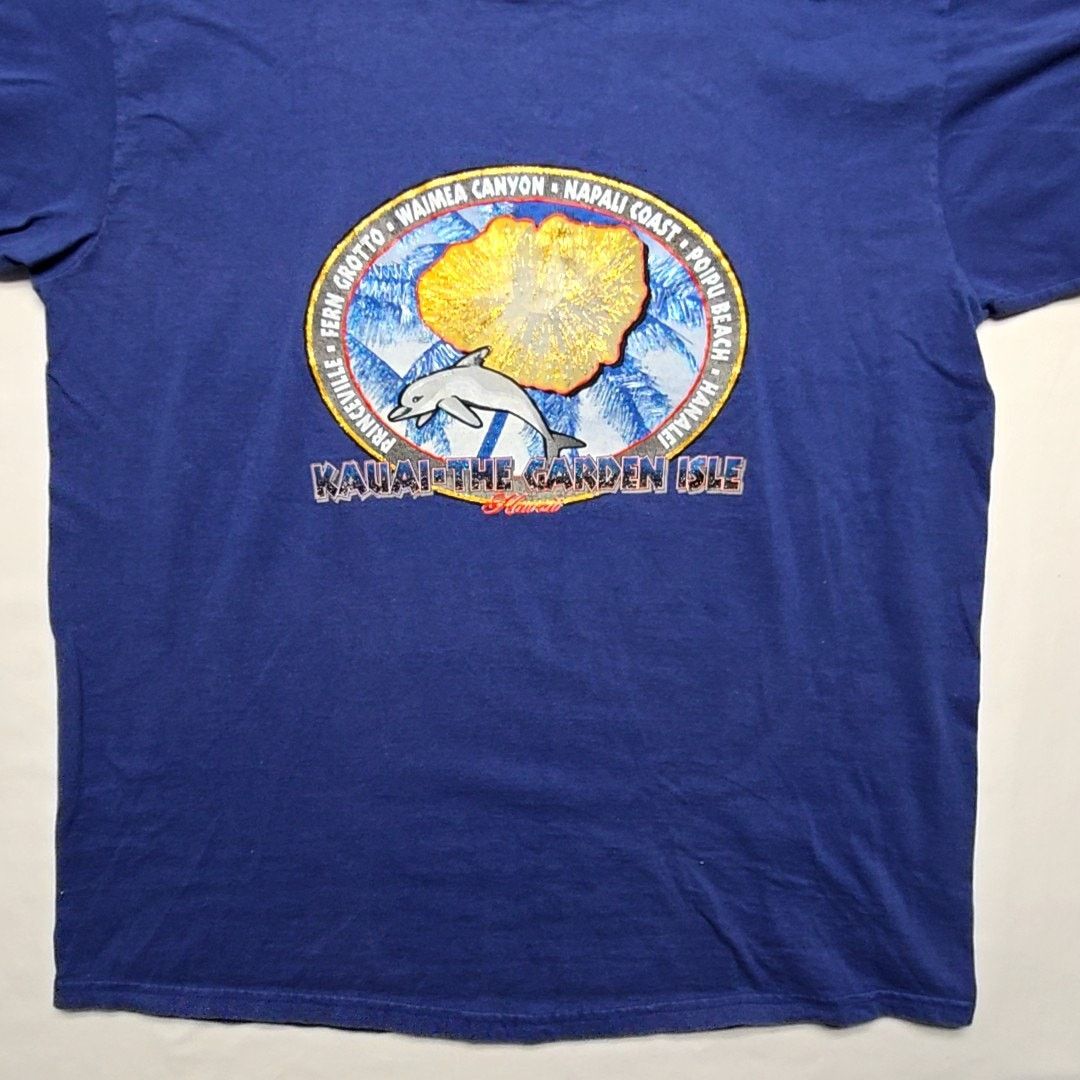 Fruit Of The Loom Kauai Hawaii The Garden Isle Tee Dolphin Blue 2X Shirt Size US XXL / EU 58 / 5 - 5 Thumbnail