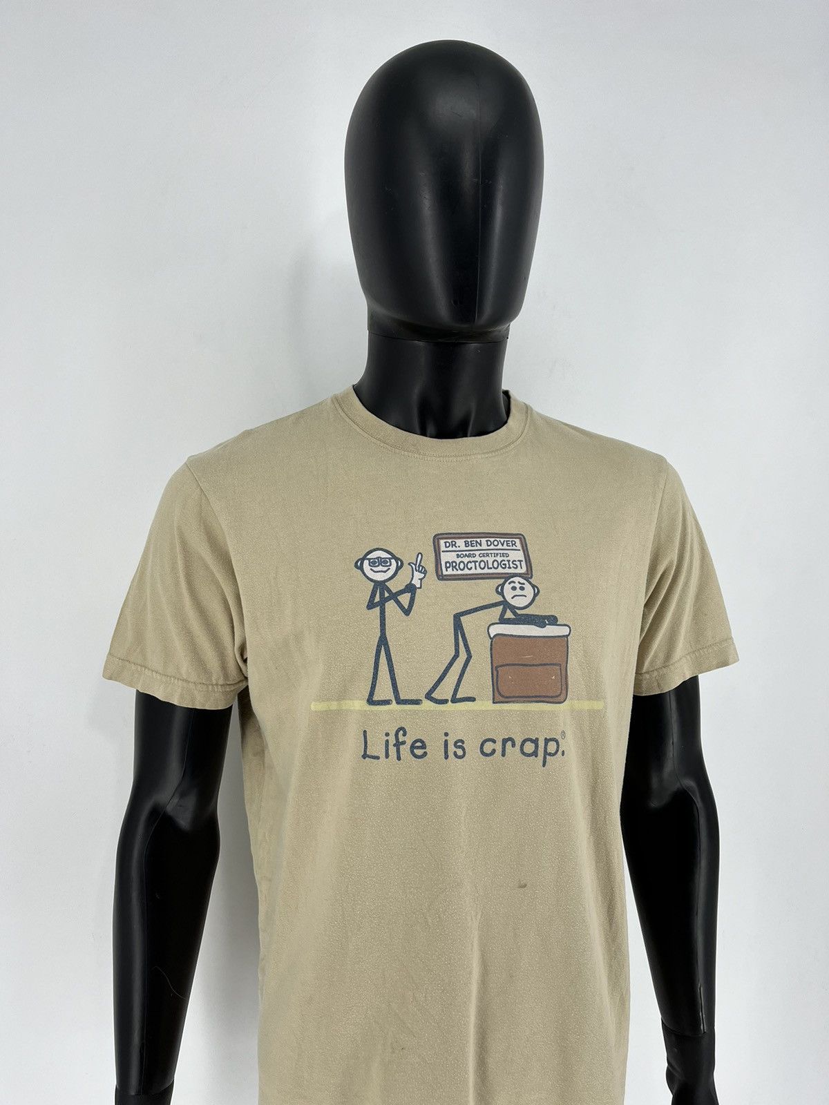 Vintage LIFE IS CRAP "DR. Ben Dover - Proctologist" Brown M T-shirt Size US M / EU 48-50 / 2 - 3 Thumbnail