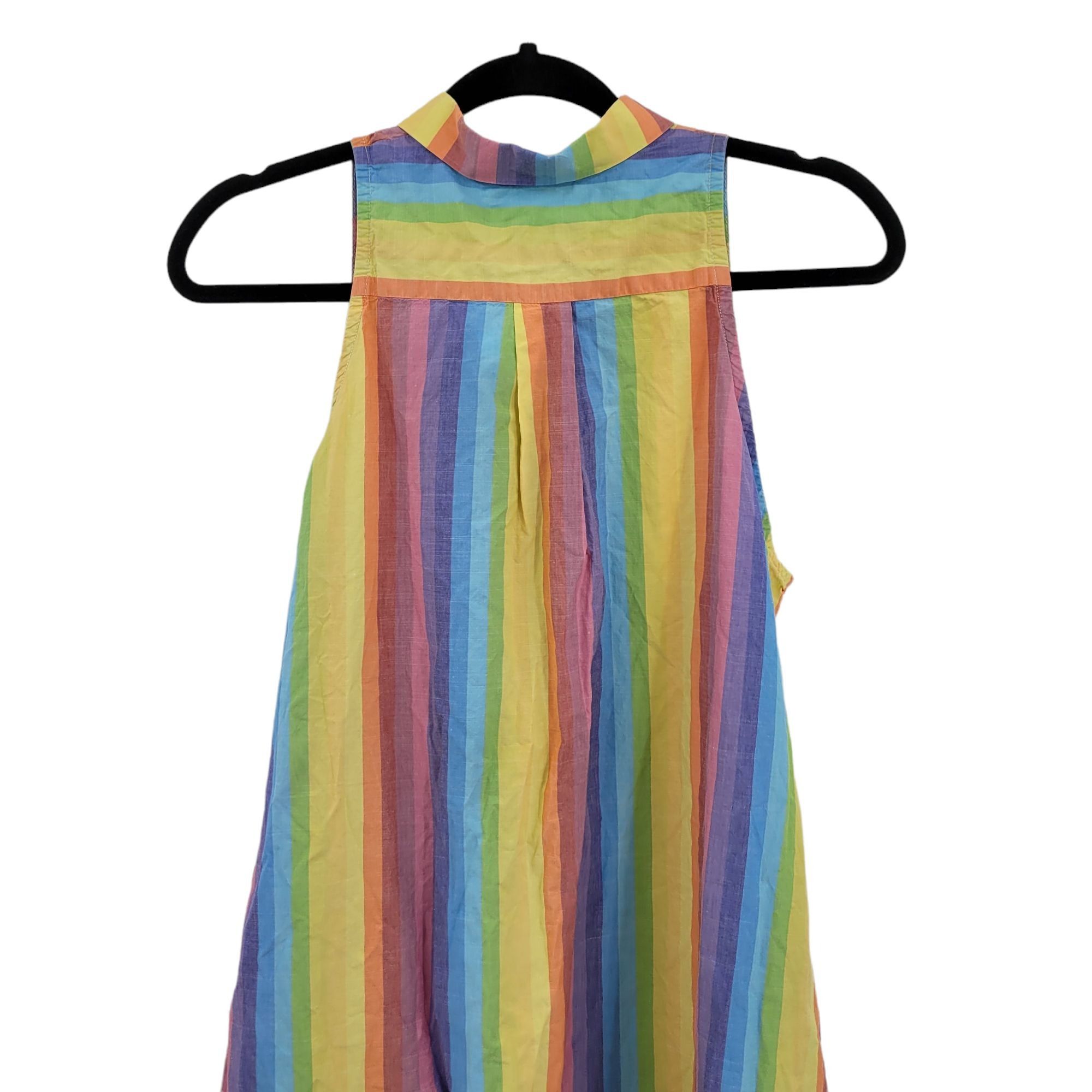 Vintage M.D.S. Stripe Pinafore Shirtdress Sz 2 Rainbow Midi Dress A- Size XS / US 0-2 / IT 36-38 - 9 Thumbnail