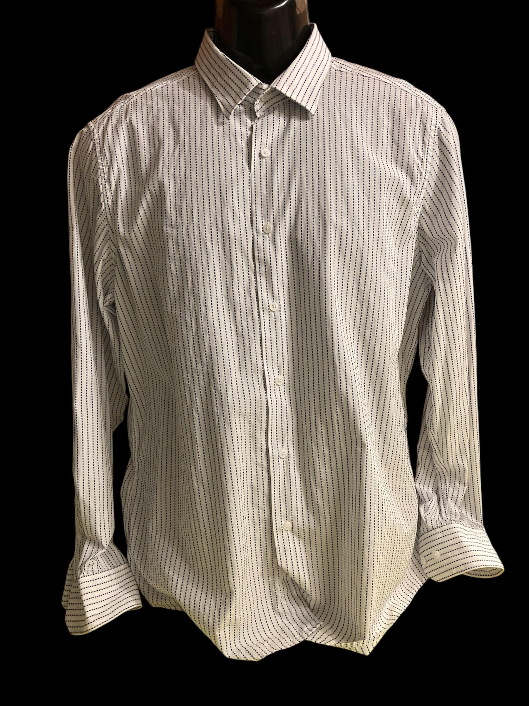 De Fursac Vintage De Fursac Designer Long Sleeve Blue Striped Shirt Size US XL / EU 56 / 4 - 1 Thumbnail