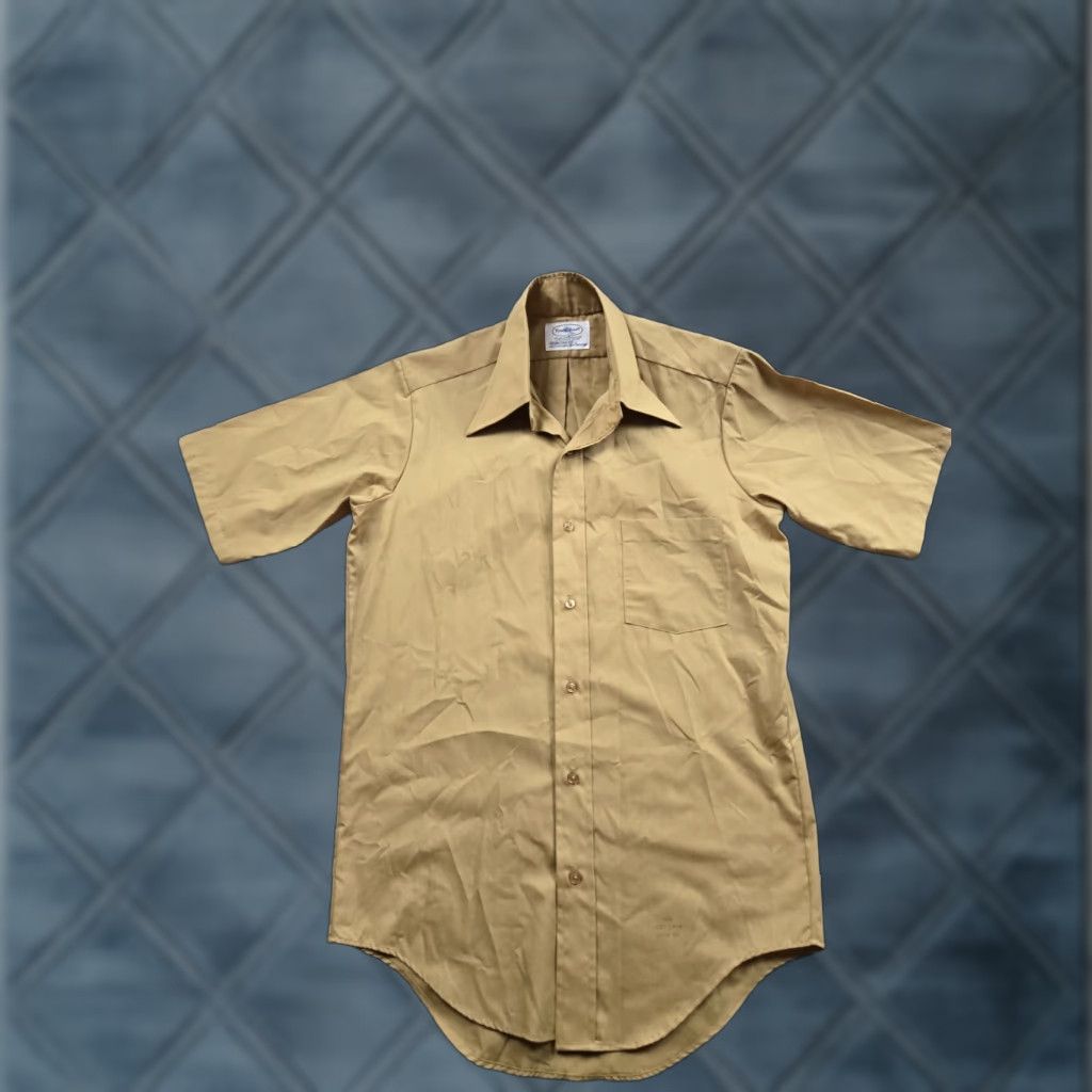 Vintage VINTAGE TownCraft Shirt Medium 14.5 Short Sleeve Yellow 70s Rockabilly Button-Front Mens Size US M / EU 48-50 / 2 - 1 Thumbnail