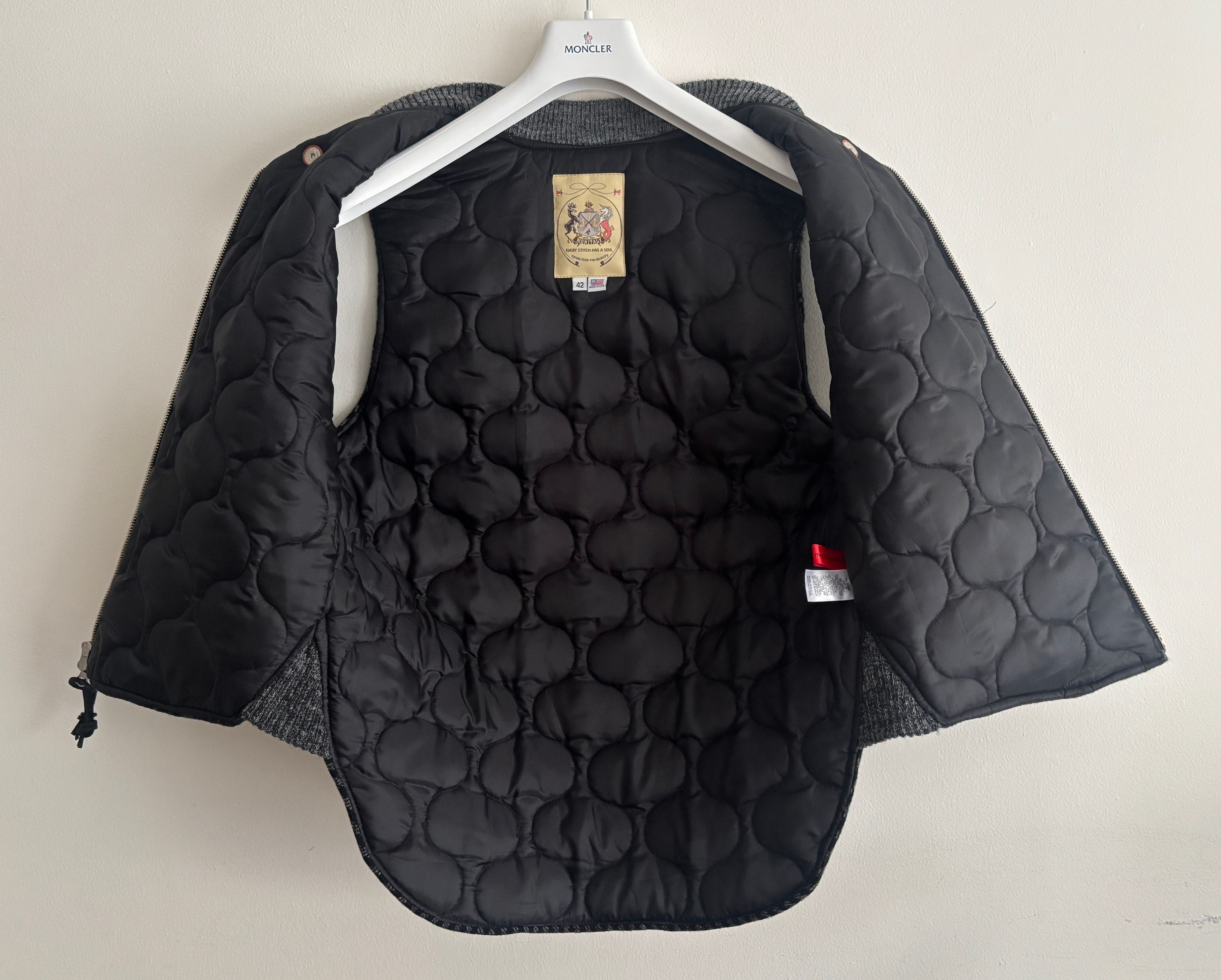 Monitaly $435 Black Grey Patchwork Wool Nylon Quilted Vest - 42 / L Size US L / EU 52-54 / 3 - 7 Thumbnail