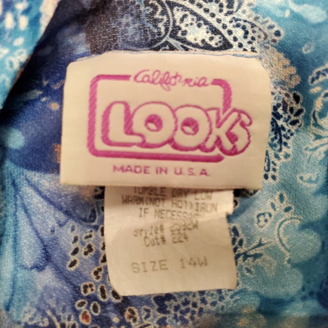 Vintage VINTAGE California Looks Top Womens 14W Blue Paisley Blouse Shirt 80s 90s Made in USA Womens Size XL / US 12-14 / IT 48-50 - 4 Thumbnail