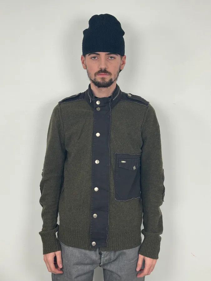 Diesel 2000s Diesel Green Avant-Garde Buttoned Wool Sweater Size US M / EU 48-50 / 2 - 2 Thumbnail