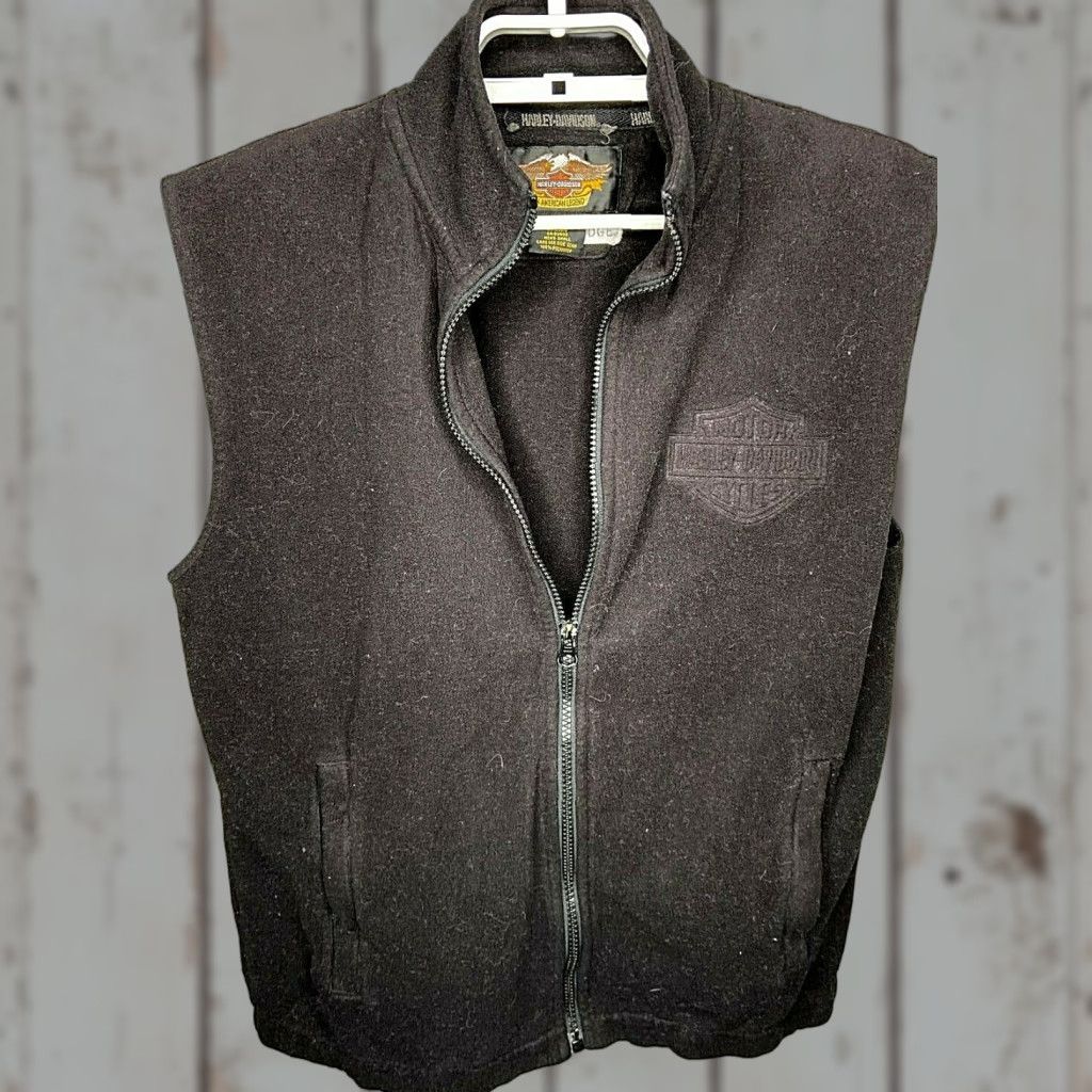 Harley Davidson Harley-Davidson Vest Men's Fleece Full Zip Logo on Chest Pockets Black Size S Regular Knit Pattern Biker Warm Casual Travel Size US S / EU 44-46 / 1 - 1 Thumbnail