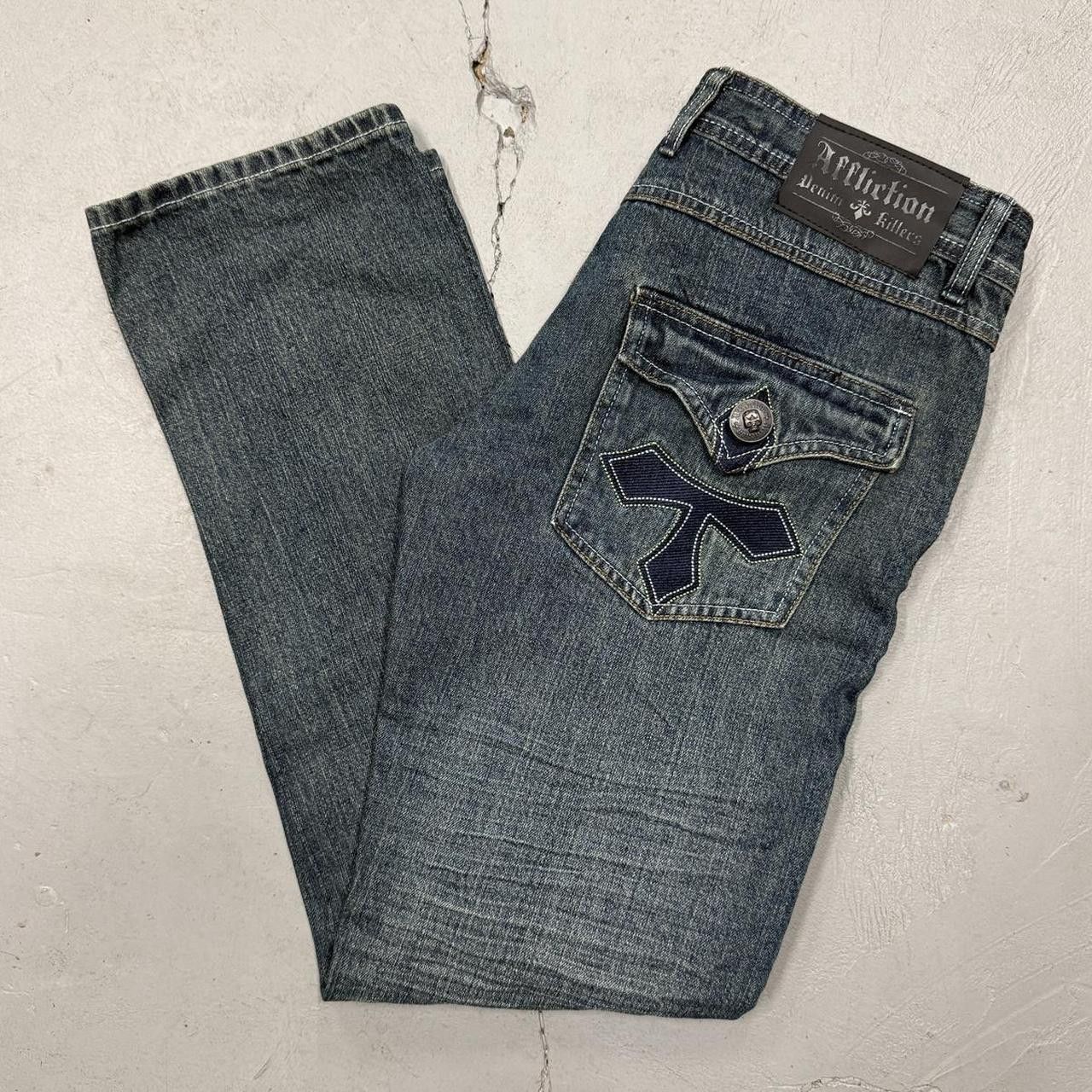 Affliction Y2K Crosses Affliction Men’s Embroidered Jeans 32 x 31 Size US 32 / EU 48 - 1 Thumbnail