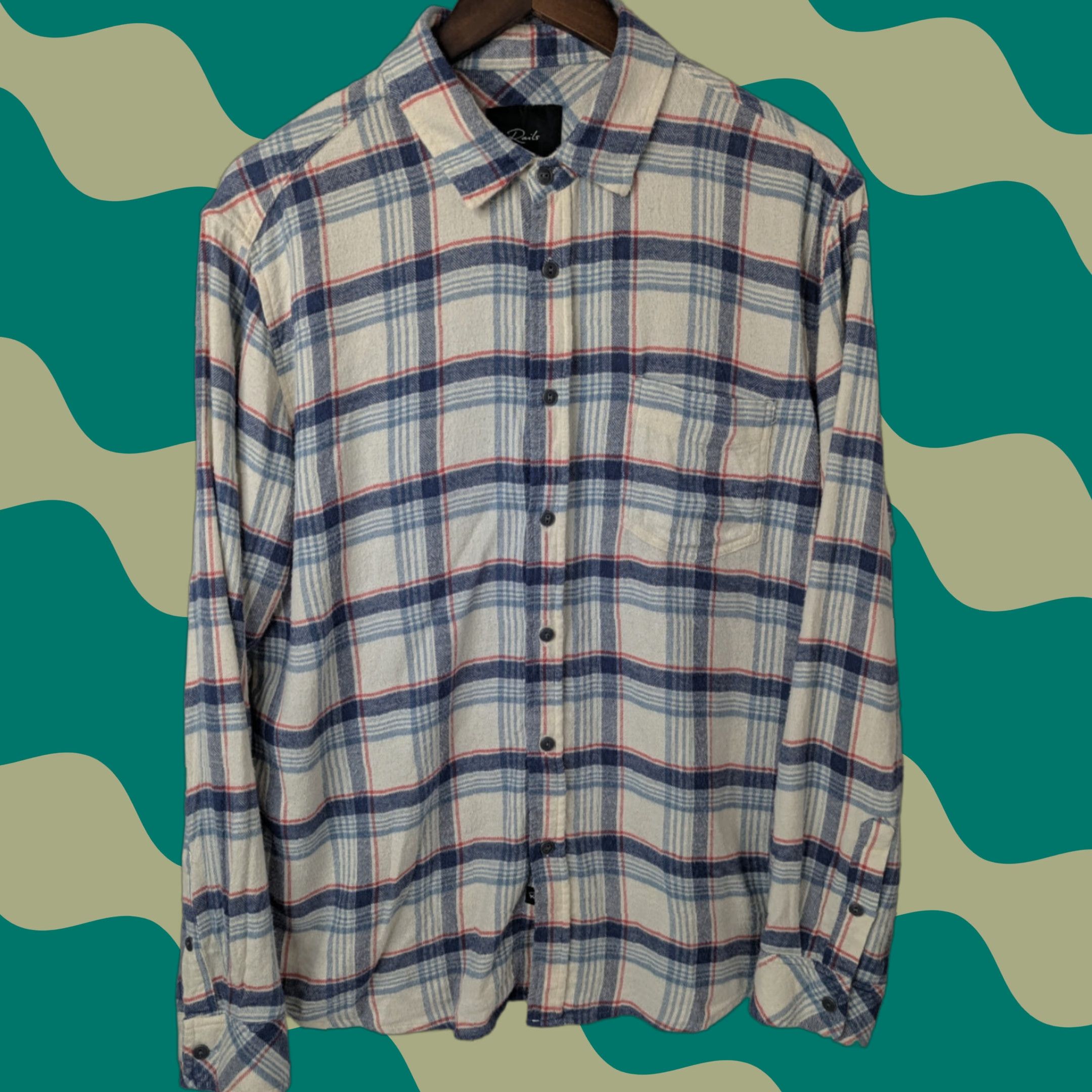 Rails Rails Shirt Button-Up Long Sleeve Plaid Multicolor Cotton Flannel Mens Large Classic Outdoor Casual Size US L / EU 52-54 / 3 - 1 Thumbnail