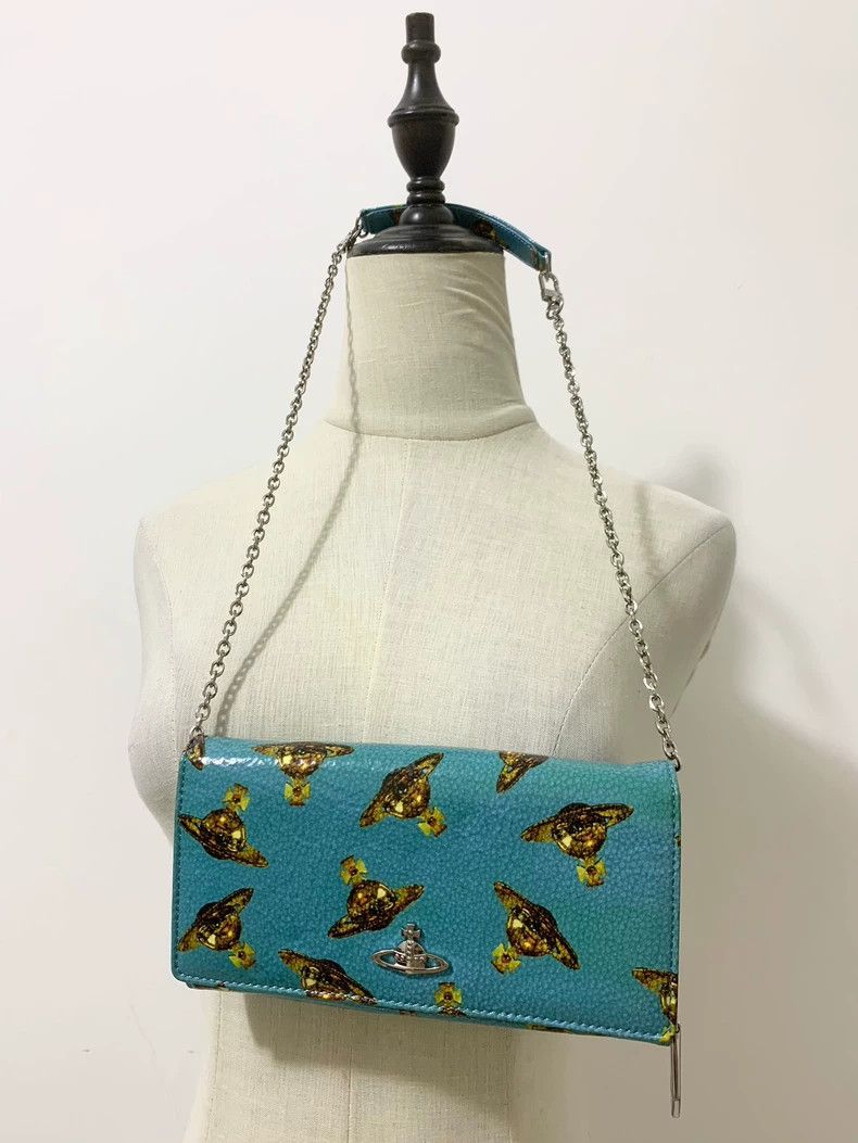 Vivienne Westwood Vivienne Westwood Blue lacquered Saturn backpack wallet wi Size ONE SIZE - 2 Thumbnail