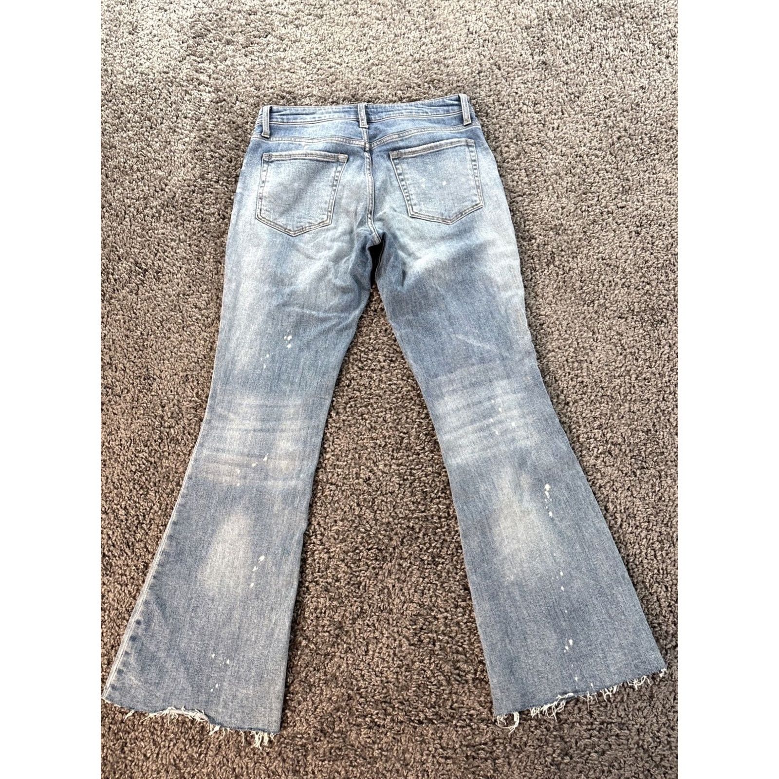 Vintage KUT from the Kloth Stella Ab Fab Flare Jean Jeans 32x30 Distressed Raw Hem Blue Womens Regular 6 Mid Rise Flared Size 34" / US 12 / IT 48 - 7 Thumbnail