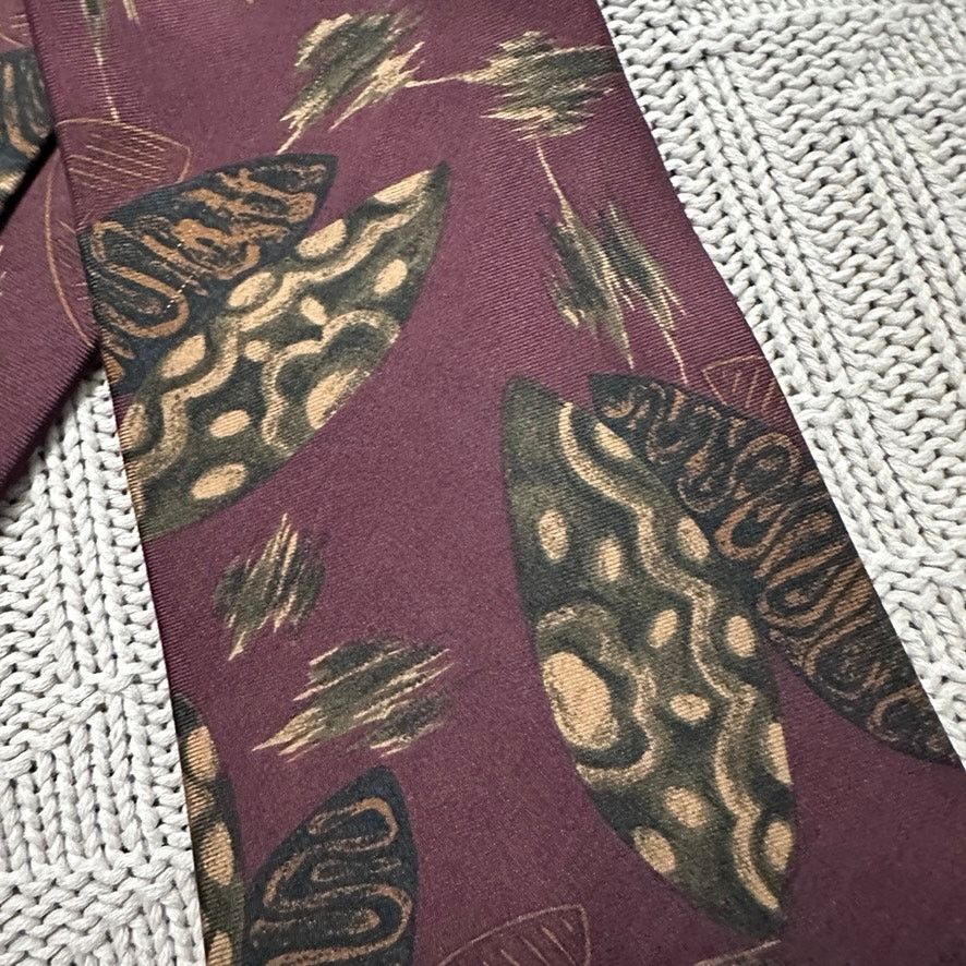 Vintage Vintage 80s maroon abstract Italian silk tie Size ONE SIZE - 2 Thumbnail