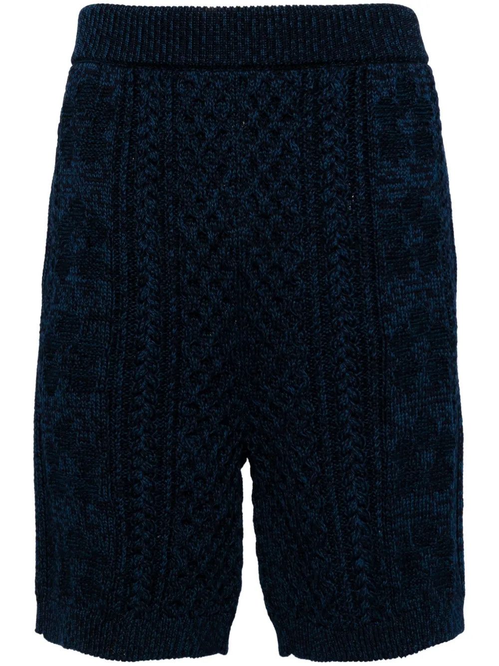o1w1db10125 Knitted Knee-Length Shorts in Navy Blue