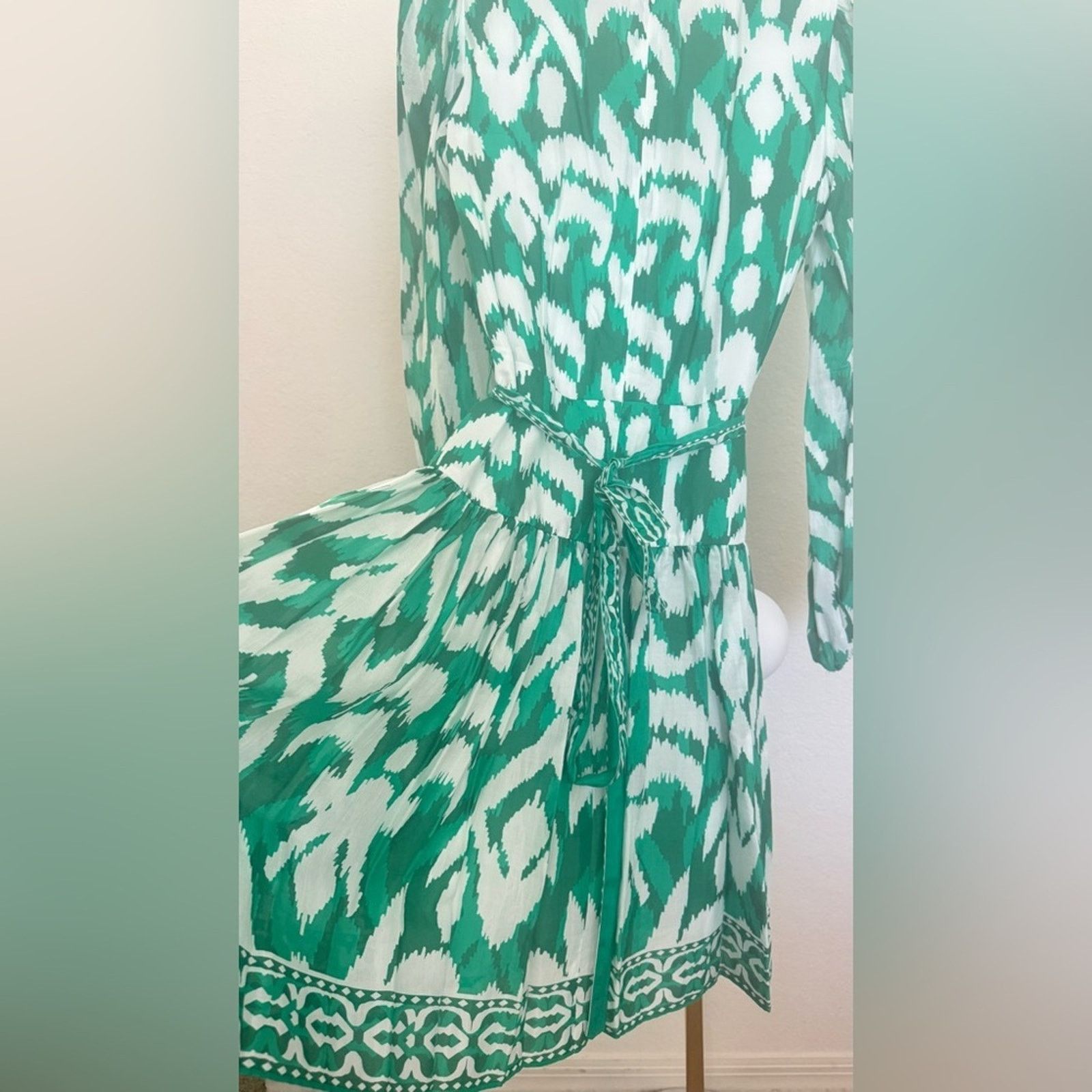 & Other Stories Alex Marie Long Sleeve Dress Printed Teal and White size 4 Size S / US 4 / IT 40 - 6 Thumbnail