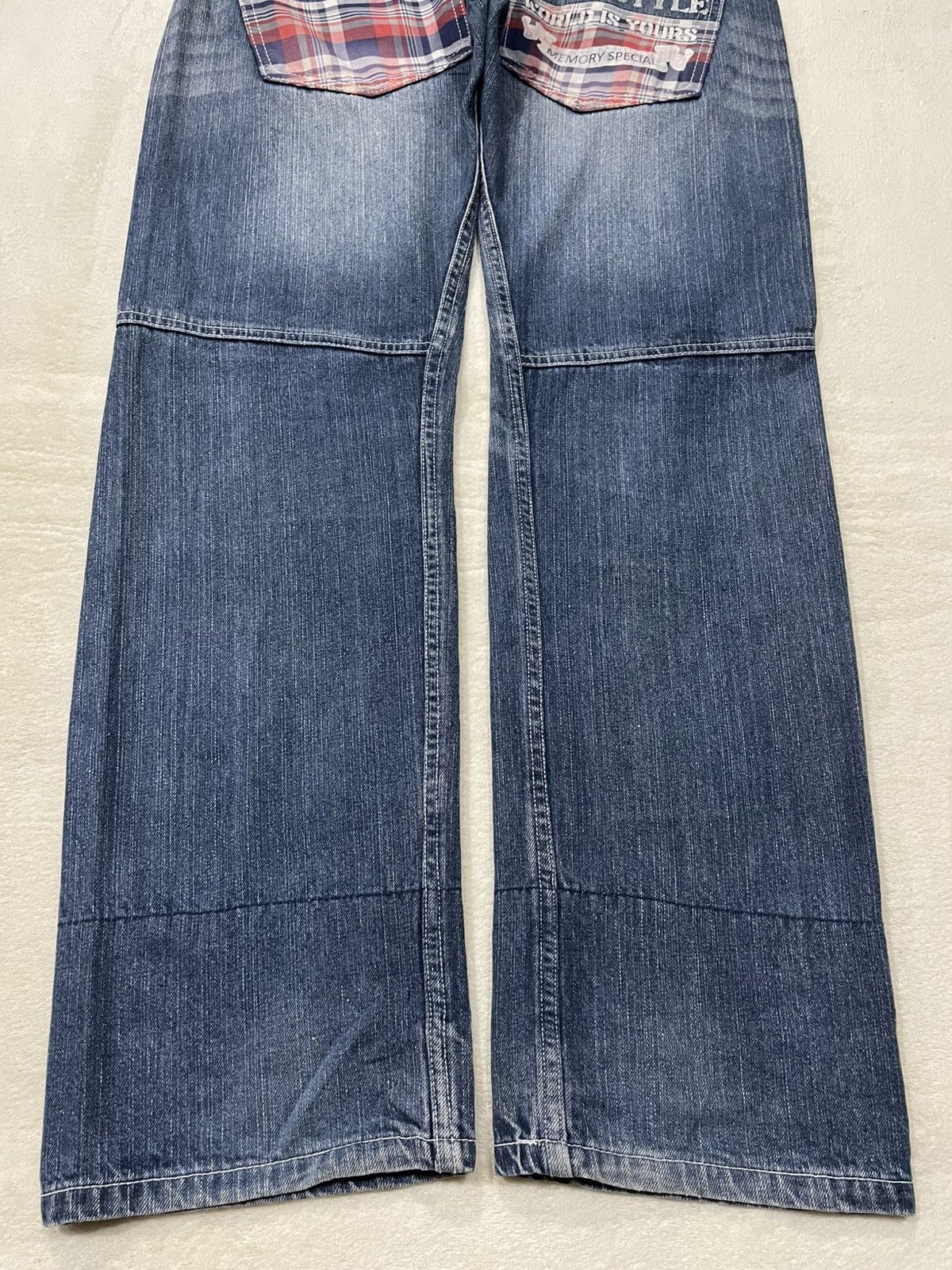 Japanese Brand Vintage Memory Special Double Waist Faded Dark Blue Jeans Size US 32 / EU 48 - 13 Thumbnail