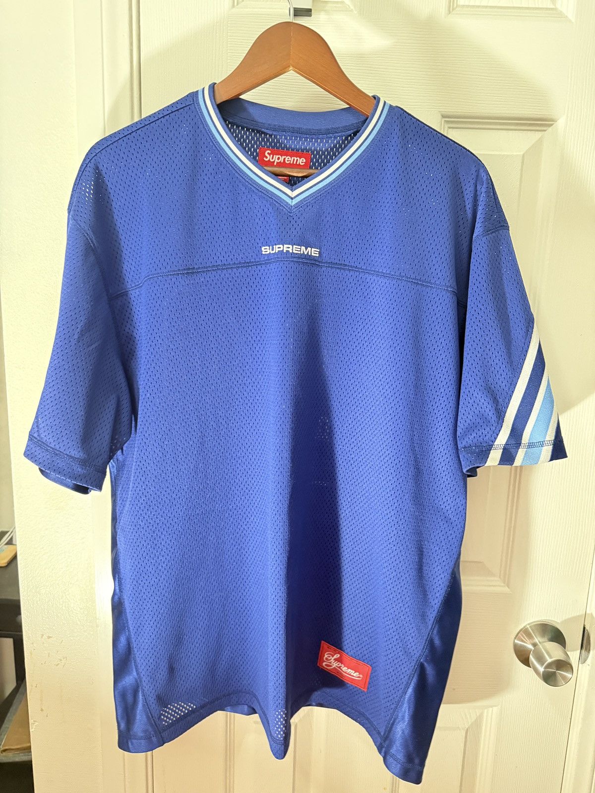 Supreme Supreme Jacquard Rib Blue Football Jersey - L Size US L / EU 52-54 / 3 - 2 Thumbnail