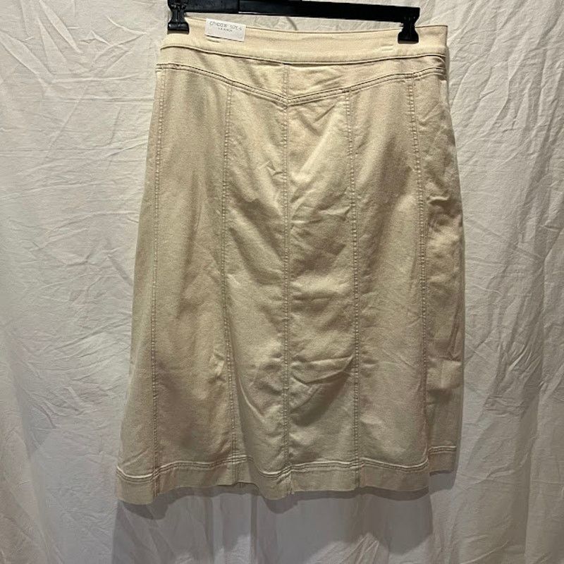 Chicos NWT Chico's Midi Denim Skirt Natural Seeded Cream Sz 4 / XXL Size 42" / US 20 - 2 Thumbnail