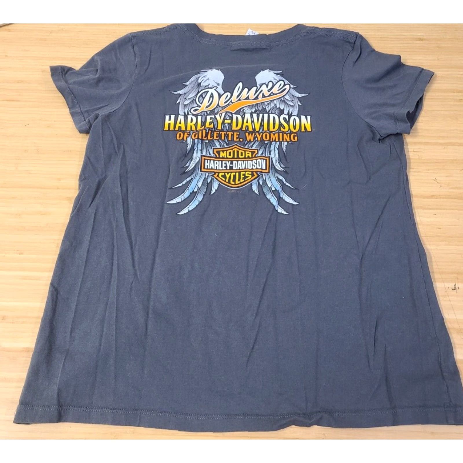 Harley Davidson Harley-Davidson Women V-Neck Shirt XL Gray graphic print Motorcycle Accessories Biker T-Shirt Casual Sleeve 100% Cotton United States Size XL / US 12-14 / IT 48-50 - 4 Thumbnail
