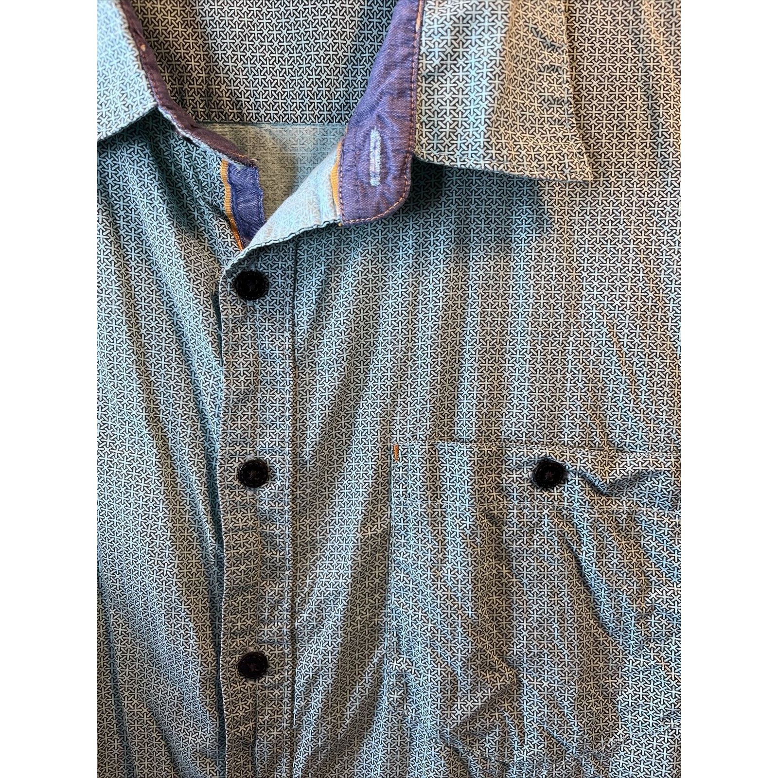 Other Across The Pond Men’s 3X Blue Green Button Down Cotton Shirt Size US XXL / EU 58 / 5 - 7 Thumbnail