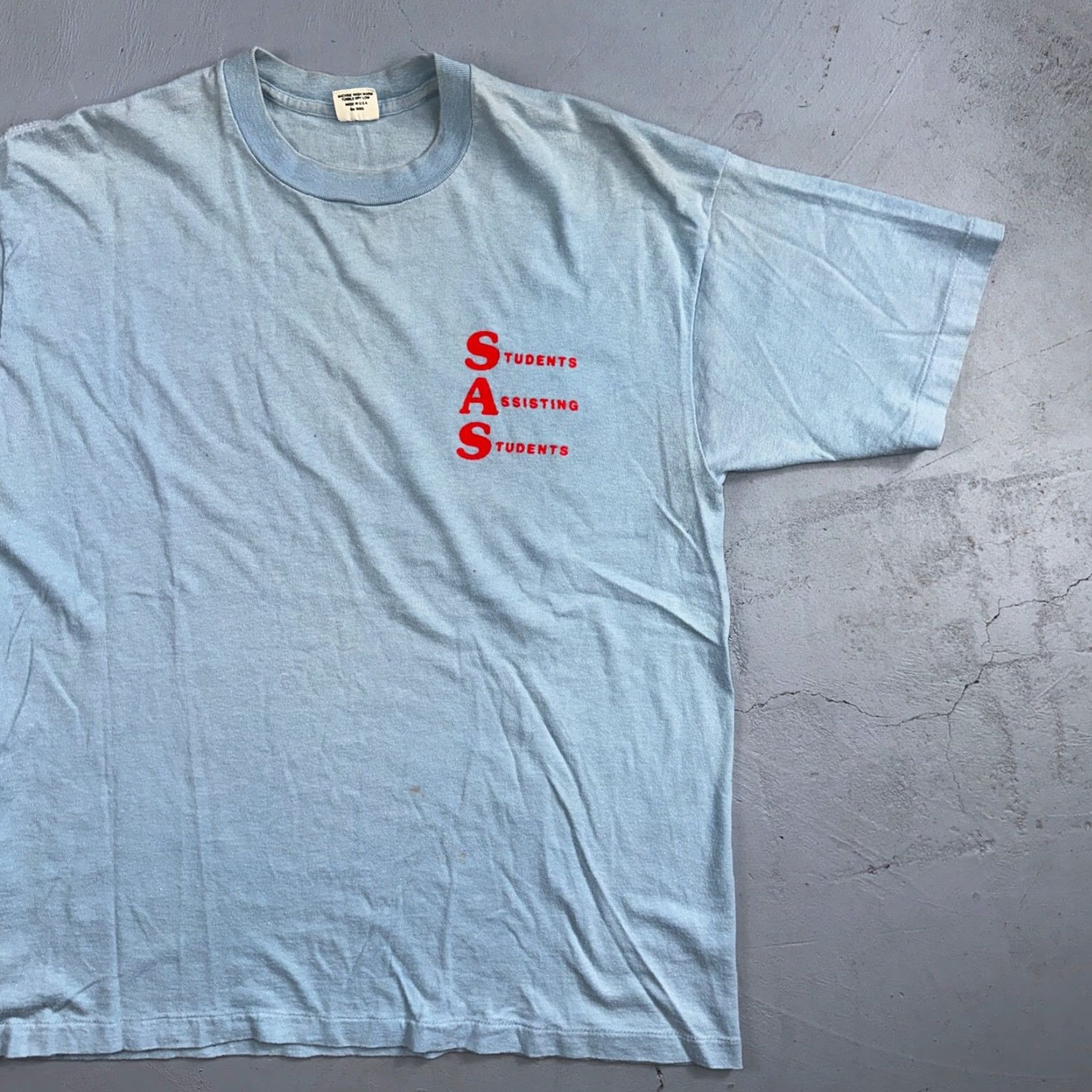 SAS VINTAGE Belton SAS Student Assisting Students 80s T Shirt College University USA Men XL Blue Size US XL / EU 56 / 4 - 5 Thumbnail
