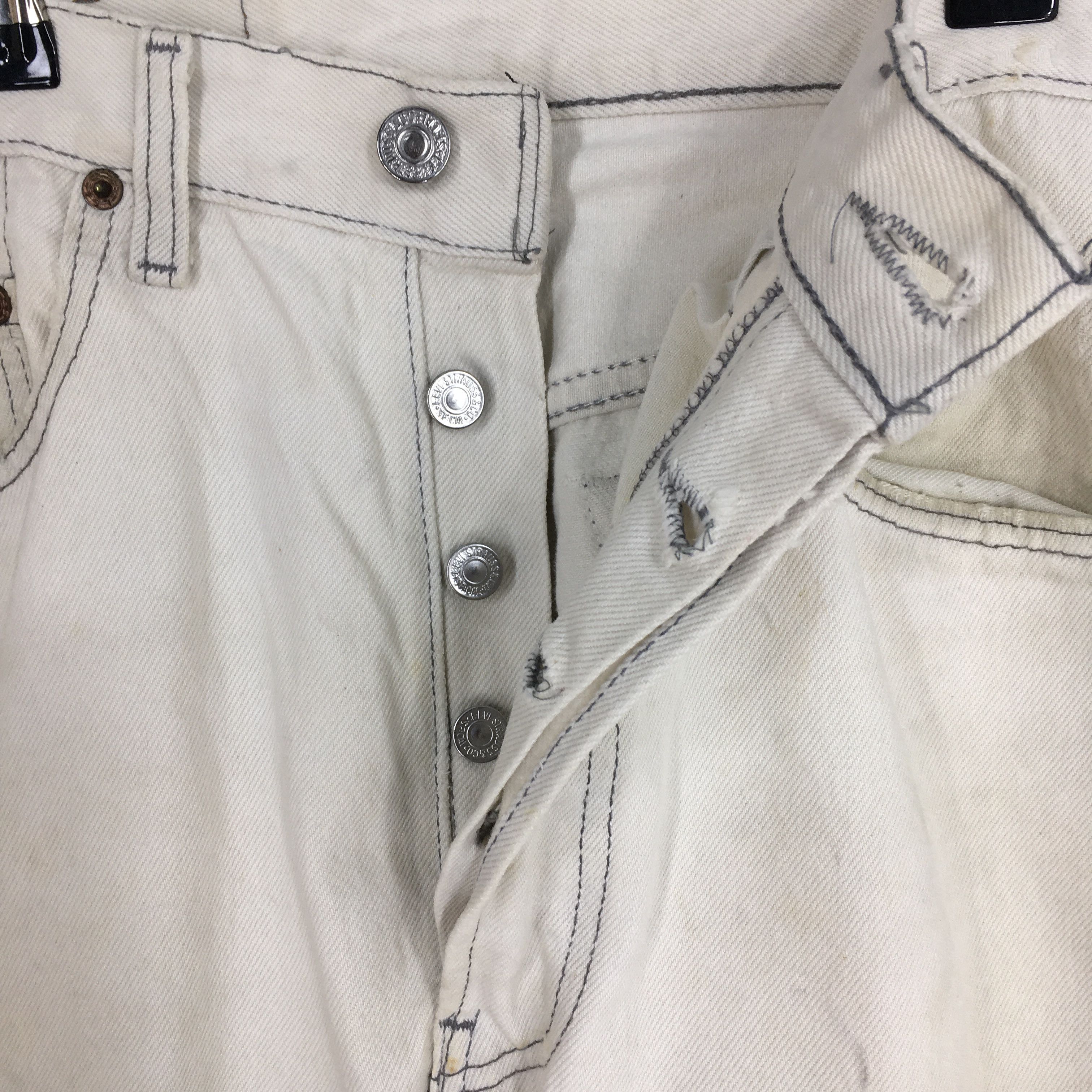 Levi's Size 30x33 Vintage 90s Levi's 501 Dirty Denim White Jeans Size US 30 / EU 46 - 6 Thumbnail