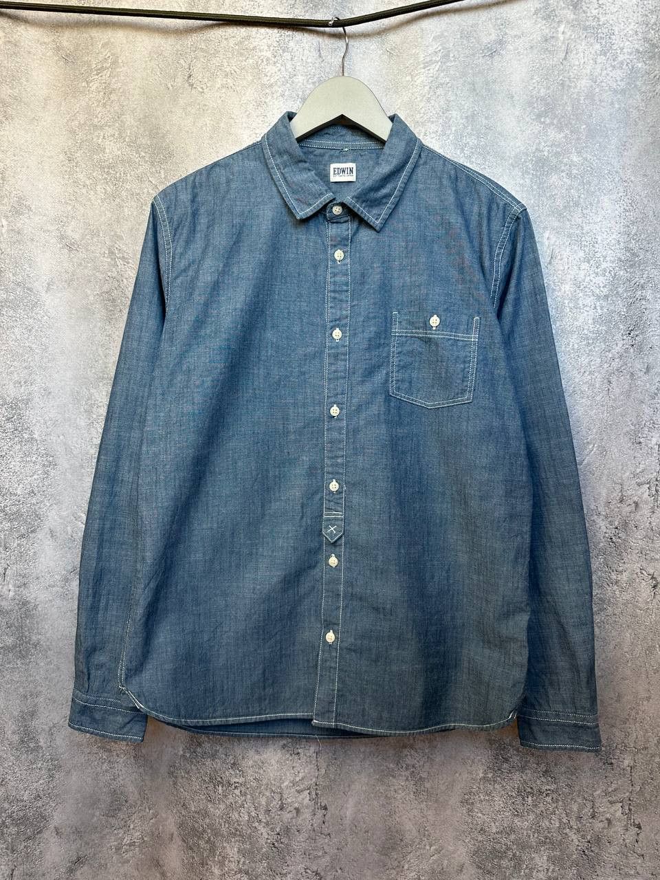 Edwin Edwin Japan Jeans Shirt Button Up Vintage LS Blue Denim Size US L / EU 52-54 / 3 - 2 Thumbnail