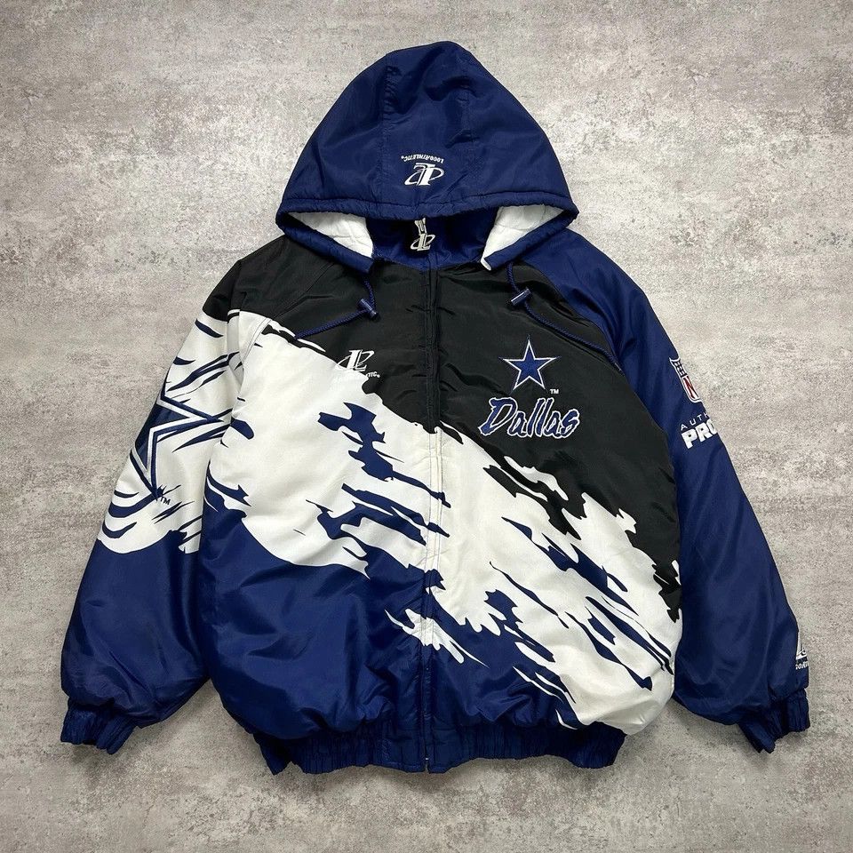 Logo Athletic × NFL × Vintage DALLAS COWBOYS LOGO ATHLETIC SPLASH PUFFER JACKET HOODIE Size US XL / EU 56 / 4 - 1 Thumbnail