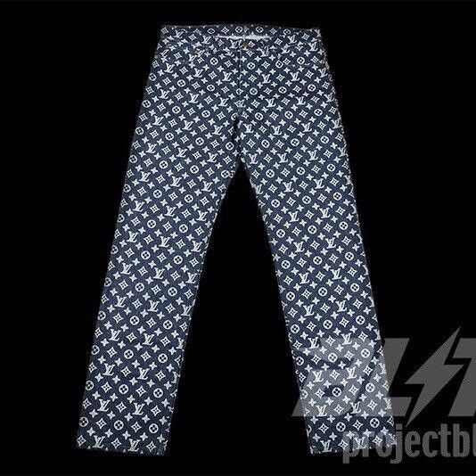 LOUIS VUITTON X KIM JONES DENIM MONOGRAM PANTS JEANS