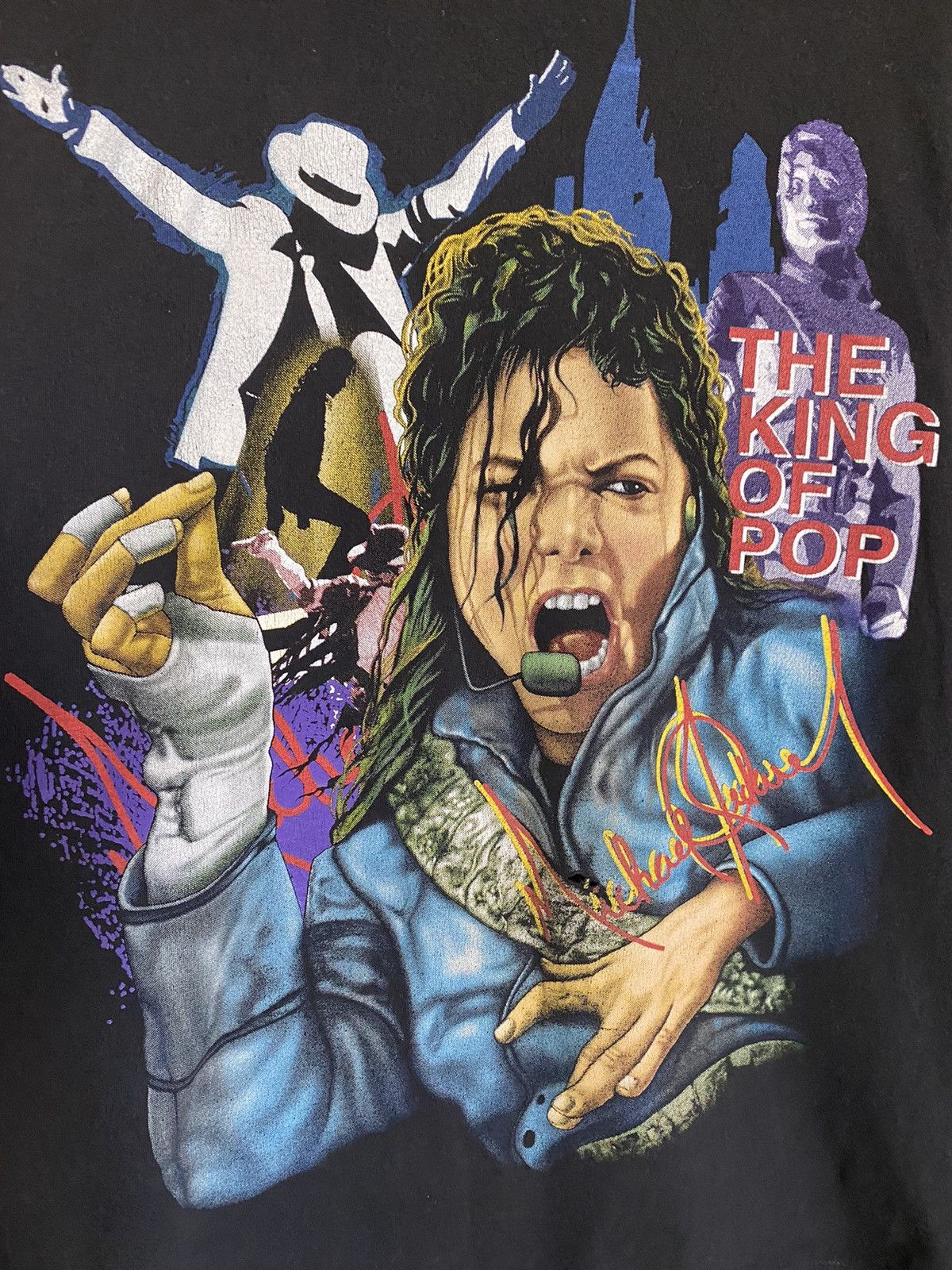 Band Tees × Michael Jackson × Vintage Vintage Michael Jackson Bootleg The King of Pop T Shirt tee Size US L / EU 52-54 / 3 - 3 Thumbnail