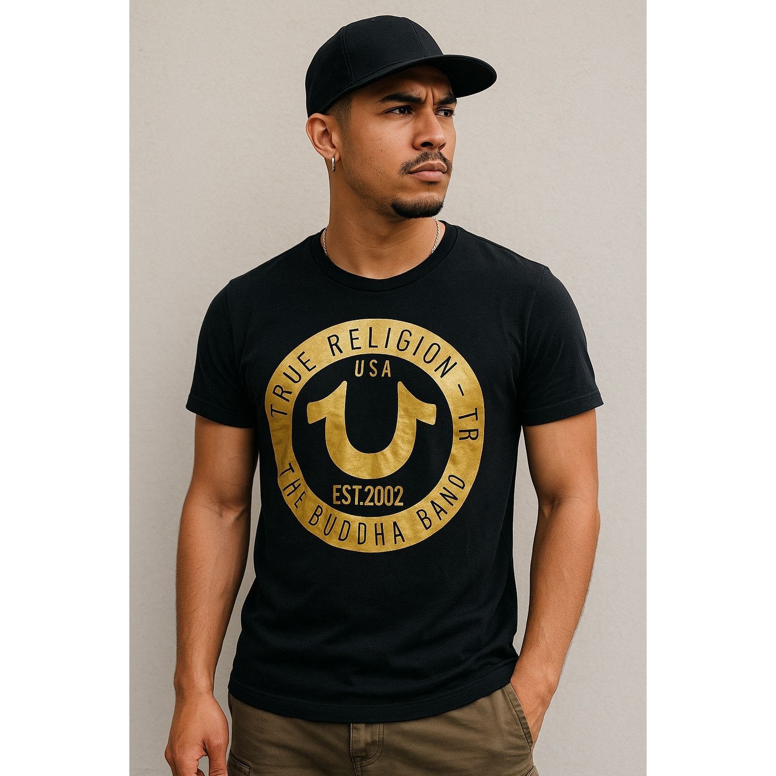 True Religion True Religion Black Gold Logo Graphic Tee The Buddha Brand L Size US L / EU 52-54 / 3 - 1 Thumbnail