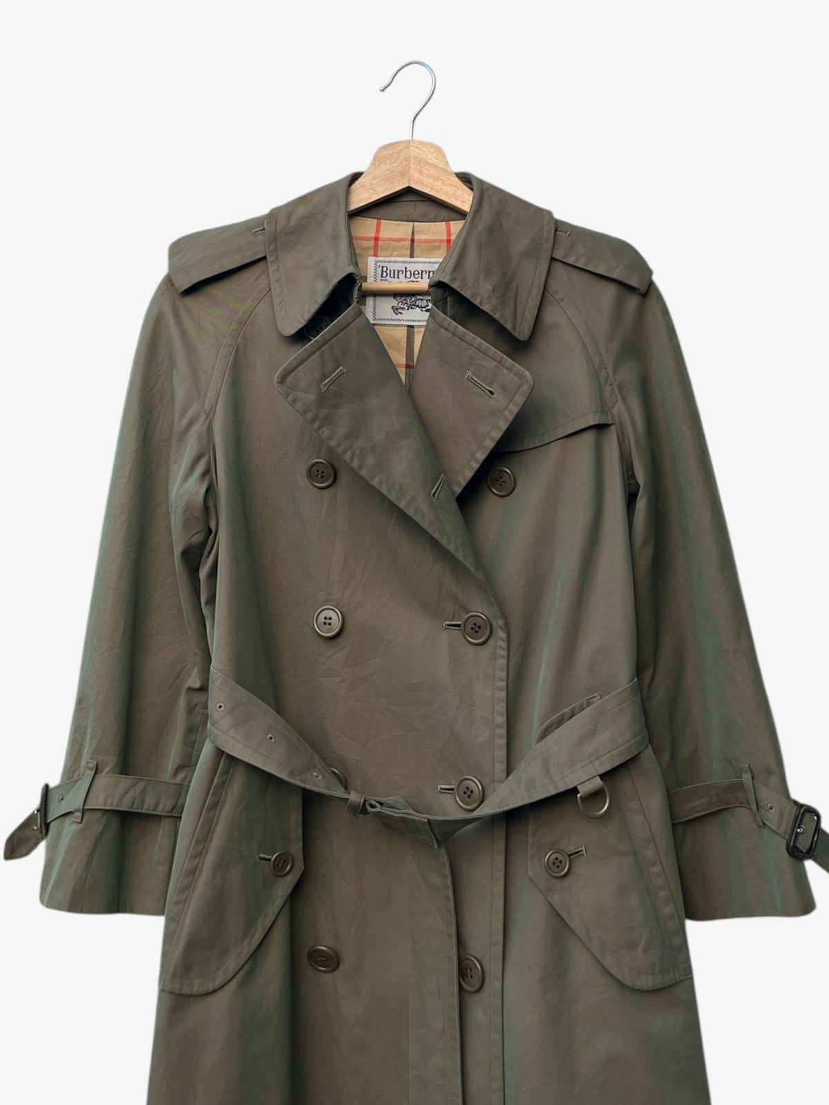 Burberry 80s/90s Burberrys Trench Coat Classic Double Breasted Olive Size S / US 4 / IT 40 - 9 Thumbnail