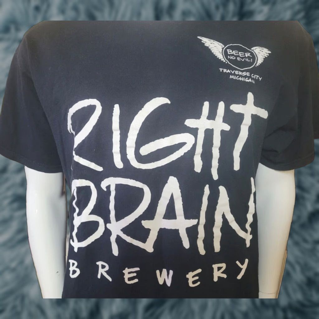 Fruit Of The Loom VINTAGE Right Brain Brewery T-Shirt XL Black Fruit of the Loom Men Graphic Tee Beer Bar Michigan Traverse City 90s Size US XL / EU 56 / 4 - 1 Thumbnail