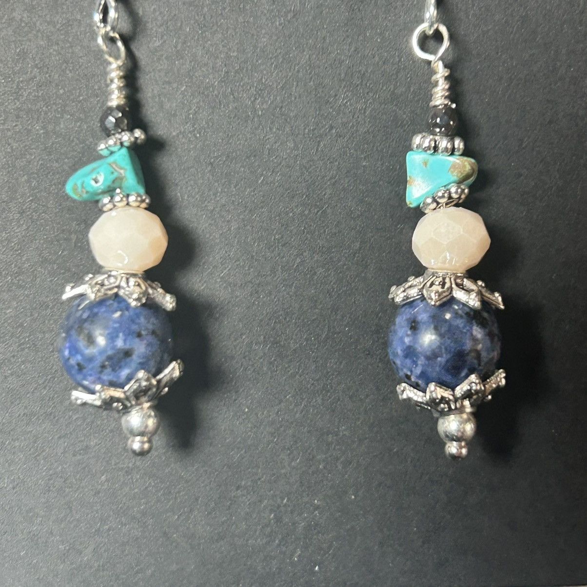 Handmade Handcrafted elegant bead capped sodalite faceted earrings Size ONE SIZE - 2 Thumbnail