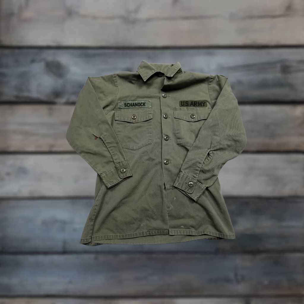 Vintage VINTAGE Military Button Front Men M Green Poly/Cotton Durable Press Retro Shirt Mens Size US M / EU 48-50 / 2 - 1 Thumbnail