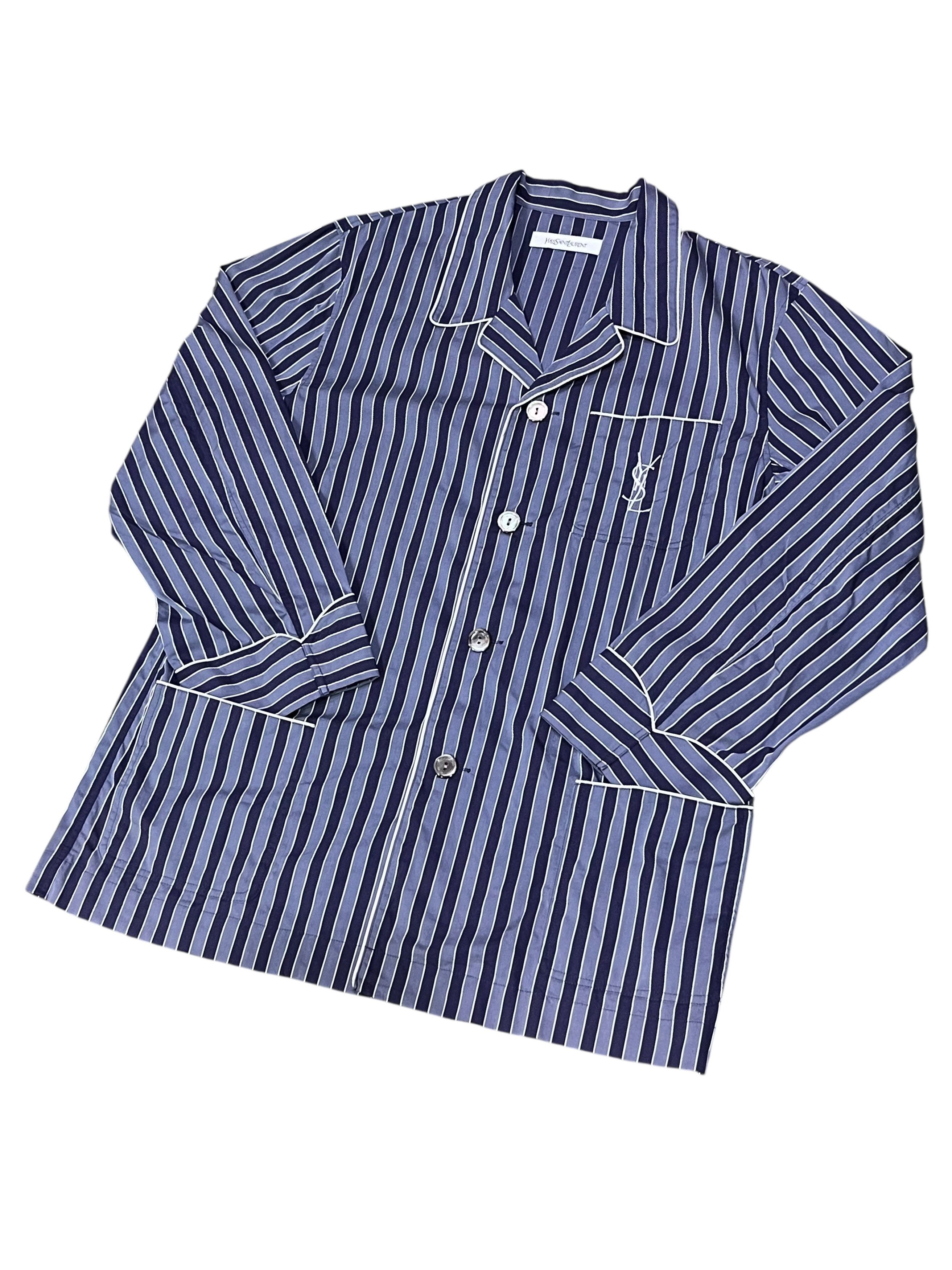 Yves Saint Laurent VERYRARE🔥Vintage YSL Stripe Pajama Set Big Logo Embroidery Size US M / EU 48-50 / 2 - 4 Thumbnail