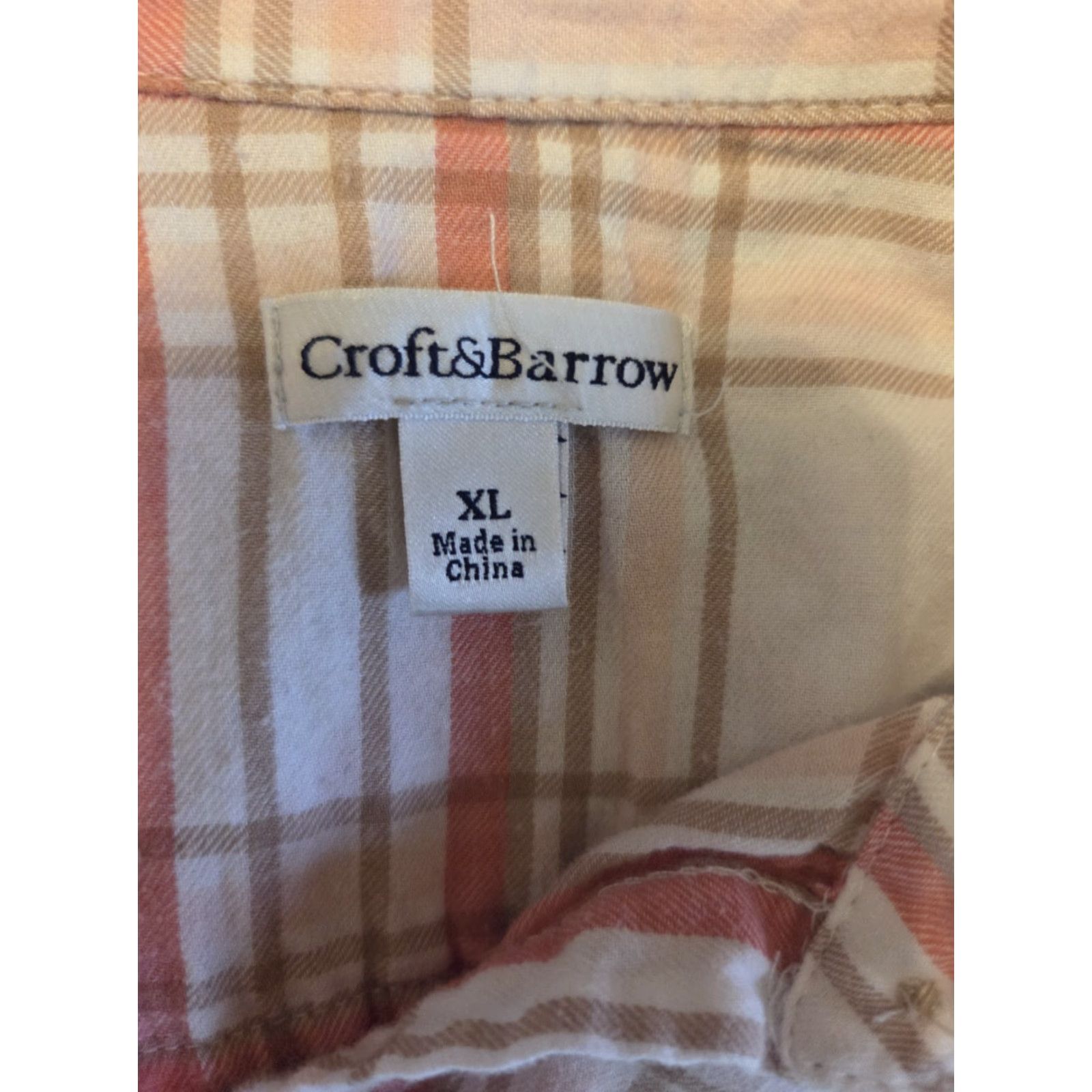 Croft & Barrow VINTAGE? No. Croft & Barrow White Orange Plaid Button Up Flannel Shirt Womens XL Size XL / US 12-14 / IT 48-50 - 7 Thumbnail