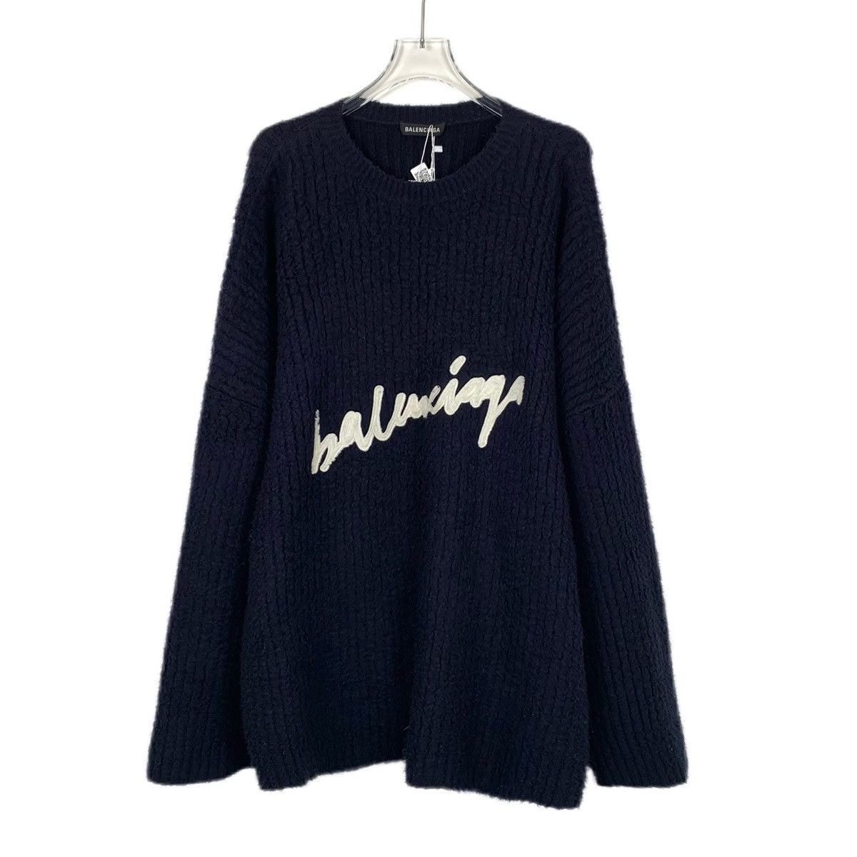 Balenciaga Balenciaga Navy Logo Long Sleeve Knit Sweater K26WX Size XS / US 0-2 / IT 36-38 - 1 Thumbnail