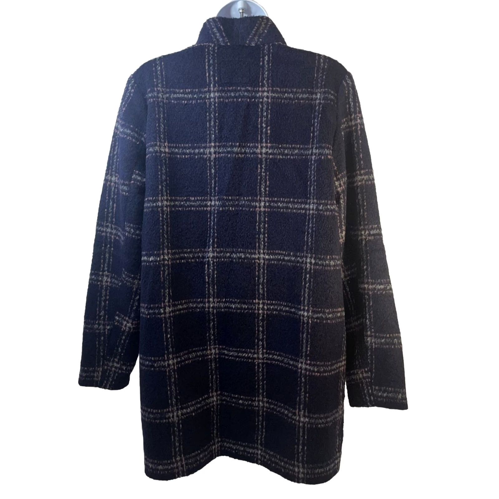 Old Navy Old Navy Coatigan Women Small Navy Plaid Wool Blend Button Pocketed Mid-Length Knit Coatigan, Regular Fit, Outdoor, Winter Fall Spring Size S / US 4 / IT 40 - 6 Thumbnail