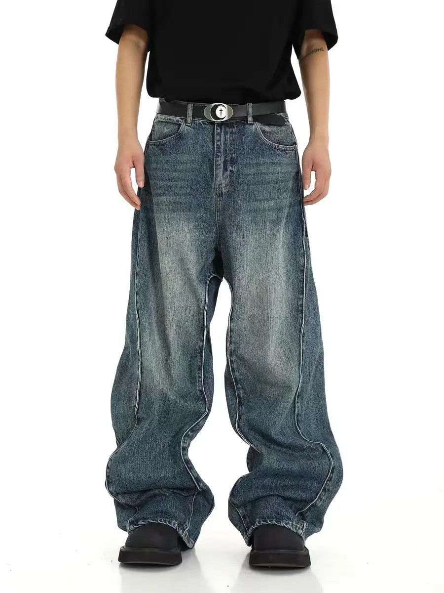 Japanese Brand × Jean Heavyweight Arc Spliced High Street Relaxed Jeans Size US 33 - 1 Thumbnail