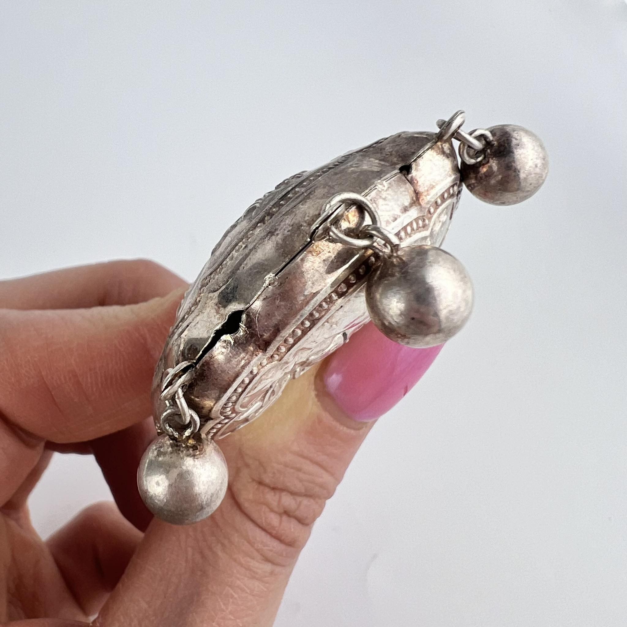 Vintage Antique Chinese Lock Charm Silver 999 Ethnic Pendant Bells Size ONE SIZE - 3 Thumbnail