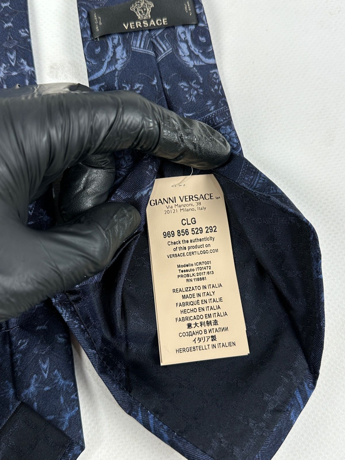 Versace Medusa Head Silk Navy Blue Tie