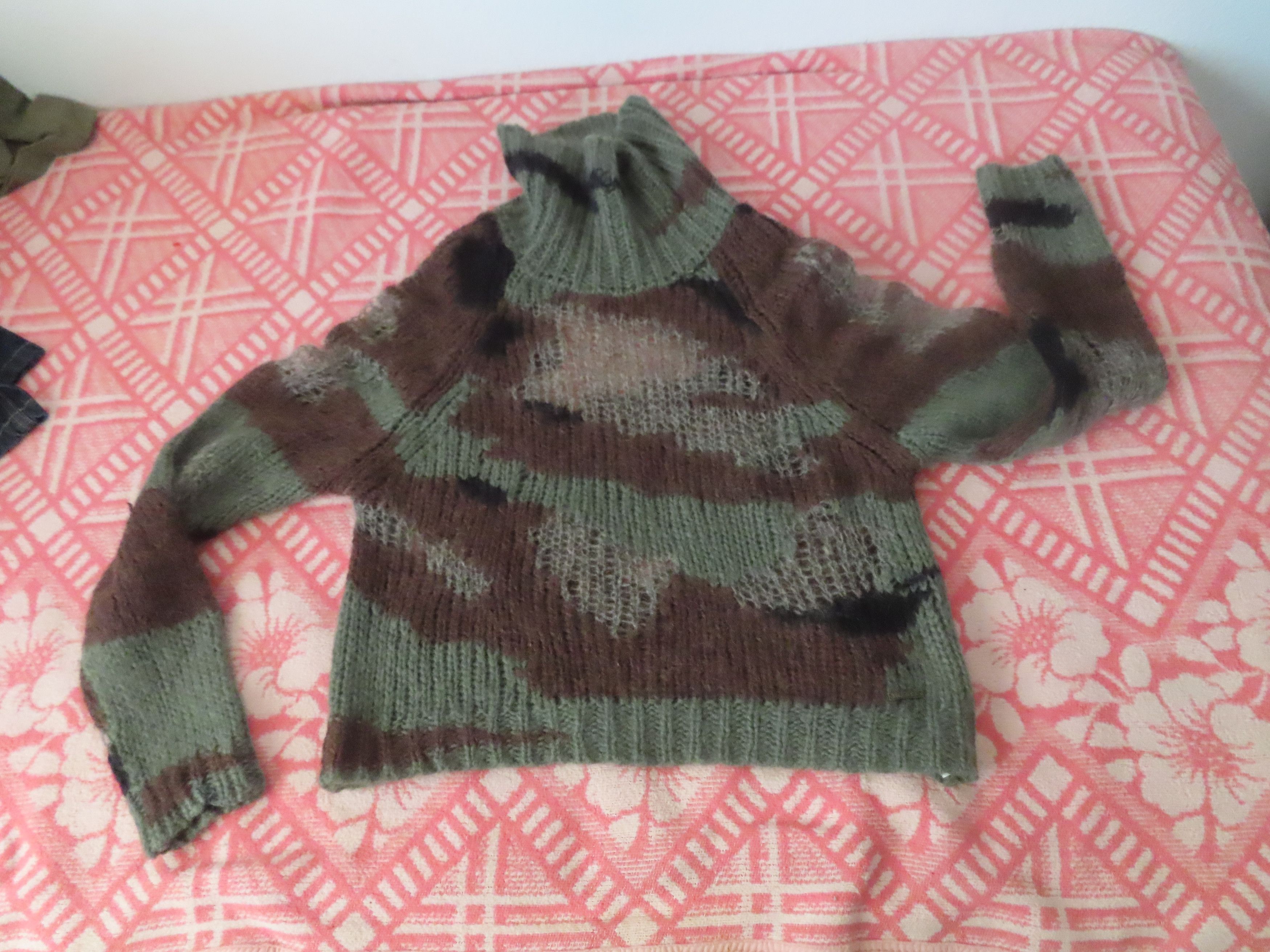 womens Diesel Open Knit Camouflage Sweater mohair/nylon/wool