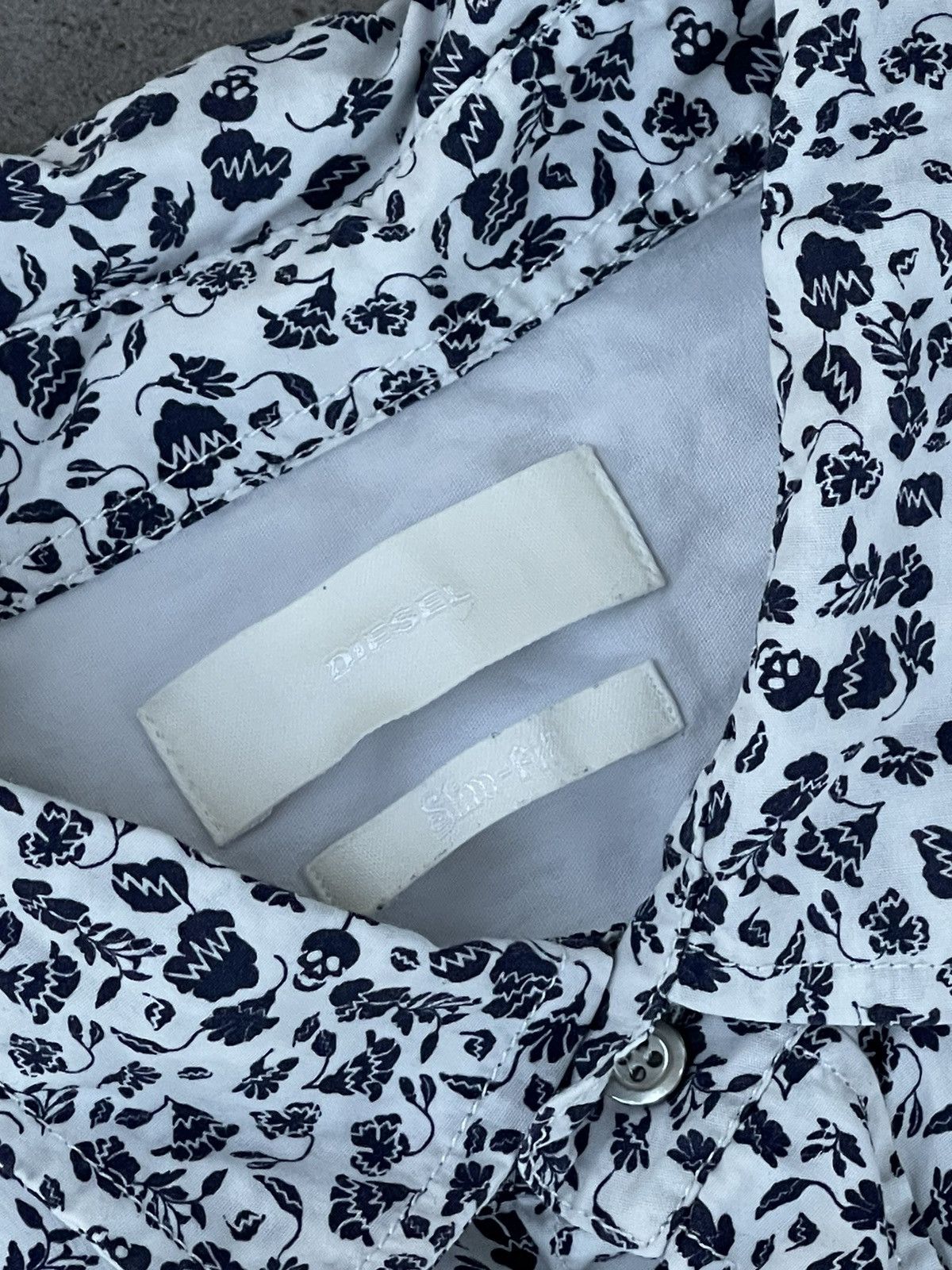 Diesel Diesel Floral Skull All Over Print White Black Shirt Size US L / EU 52-54 / 3 - 15 Thumbnail