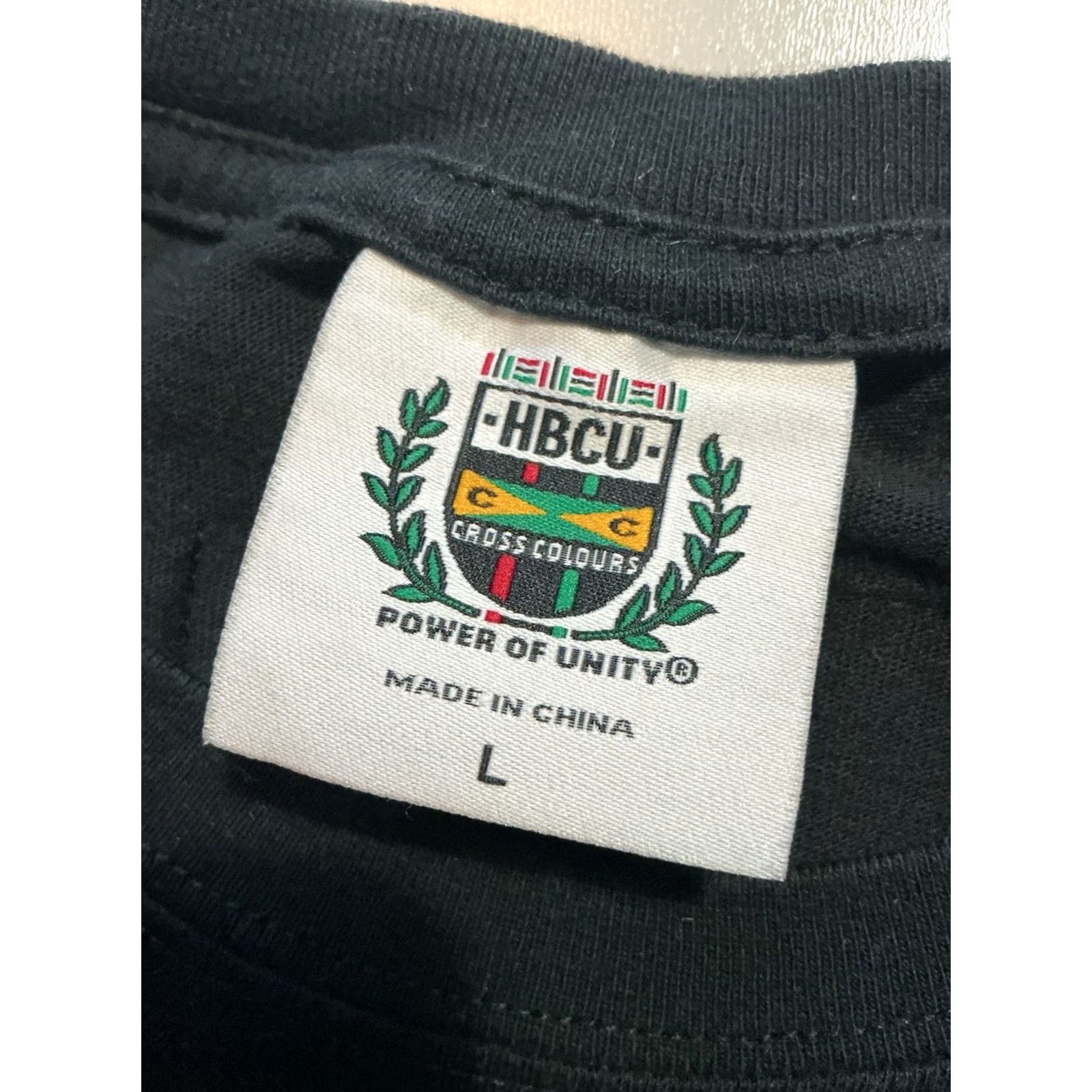 Vintage Cross Colours HBCU Homecoming Power Of Unity Black Graphic S/S T-Shirt Sz L Mens Large Size US L / EU 52-54 / 3 - 6 Thumbnail
