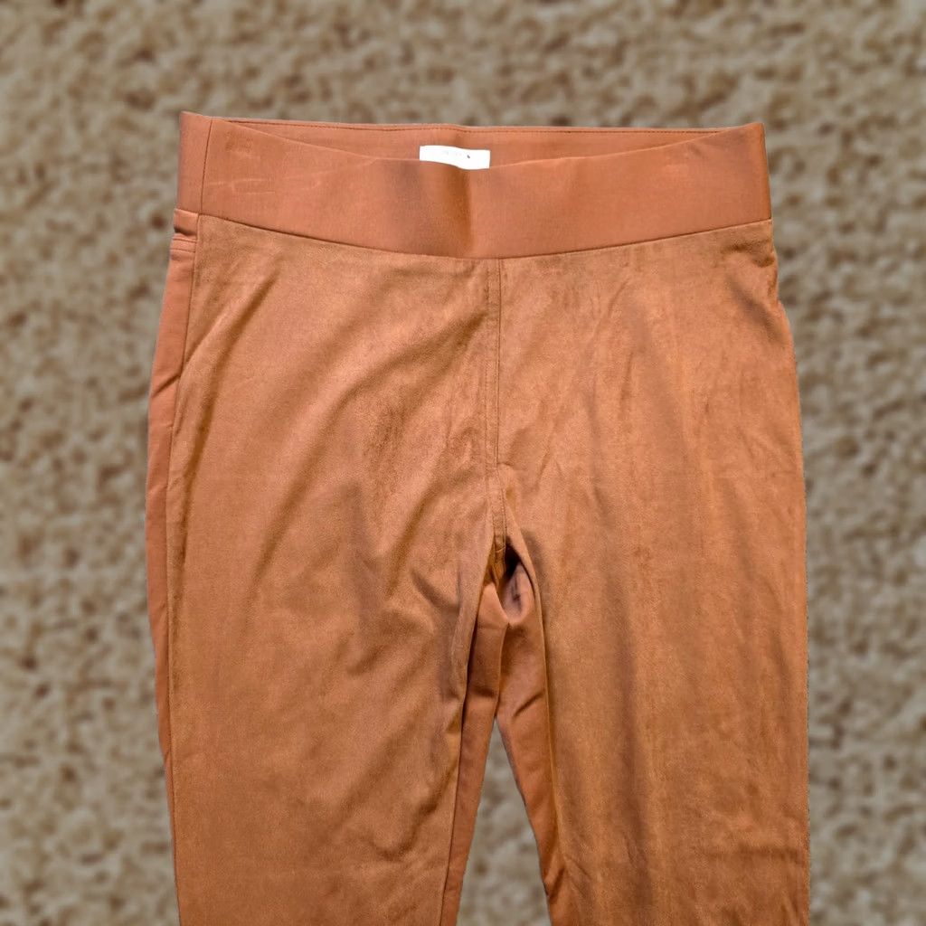 UNTUCKit Untuckit Pants Womens Medium Brown Faux Suede Leggings Pull On Stretch Capsule Size 32" / US 10 / IT 46 - 1 Thumbnail