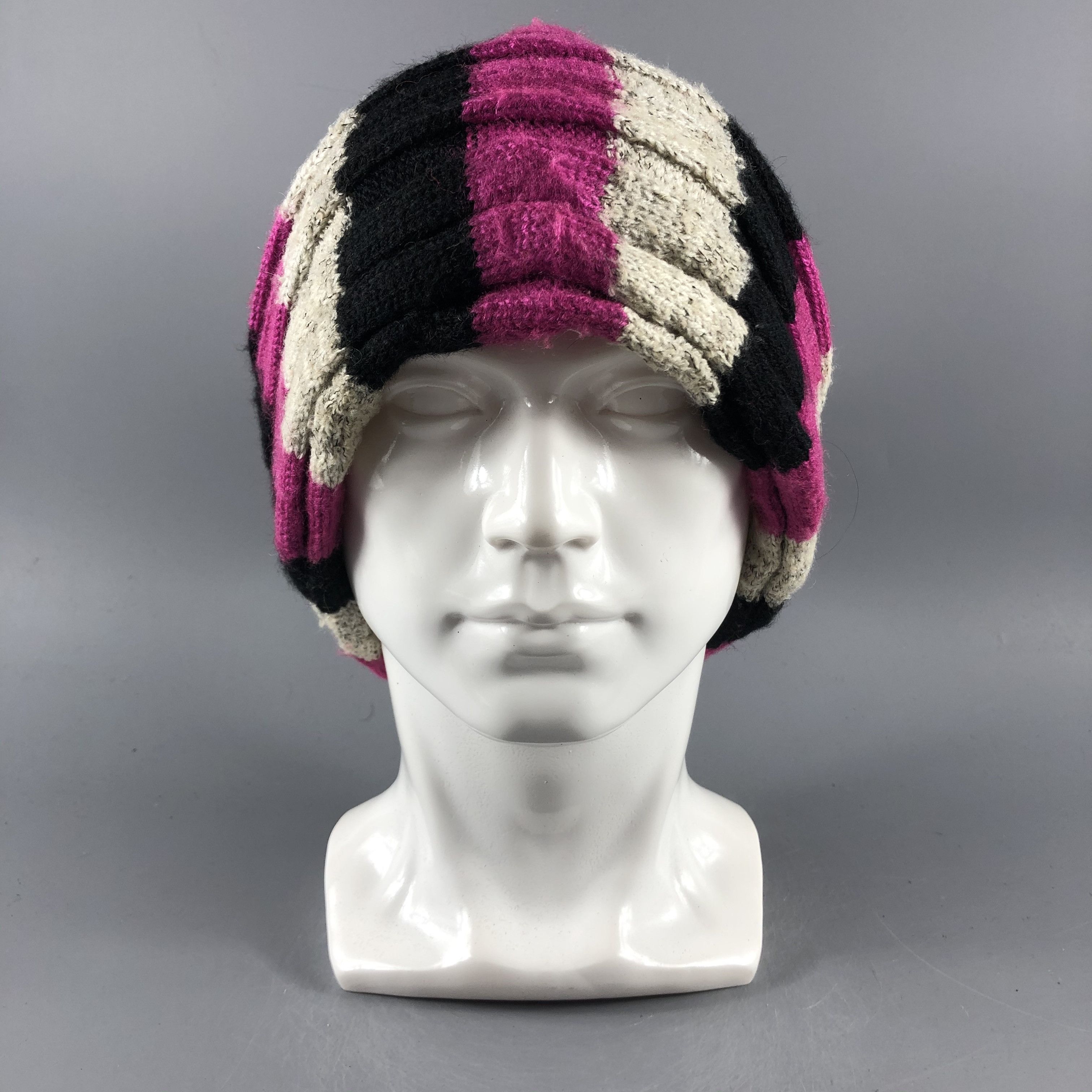 image of Vintage Hats Stripe Beanie Slouchy Snow Hat Snow Cap B1290, Men's