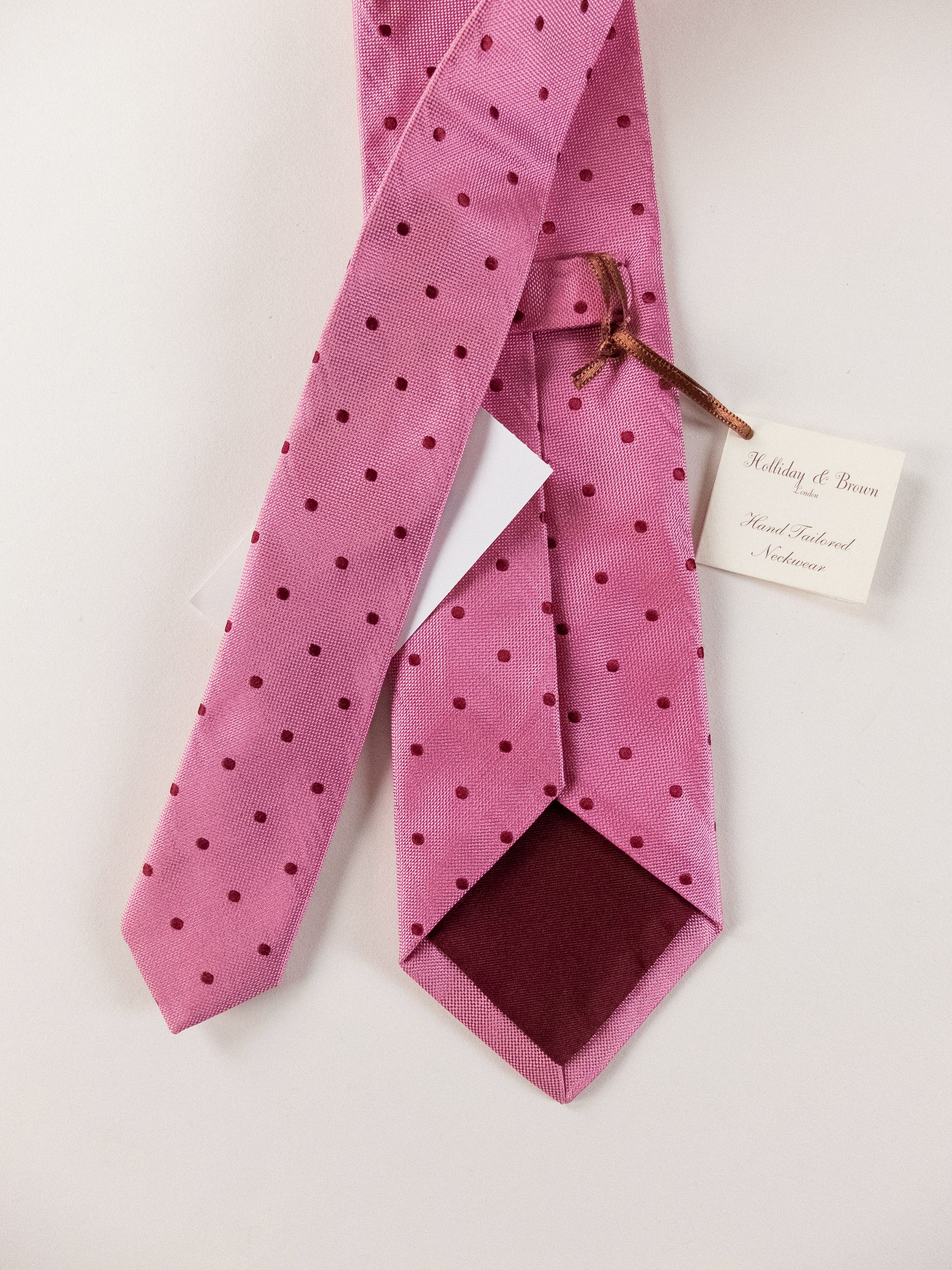 Holliday & Brown HOLLIDAY & BROWN London hand made pink polka dots silk tie Size ONE SIZE - 4 Thumbnail